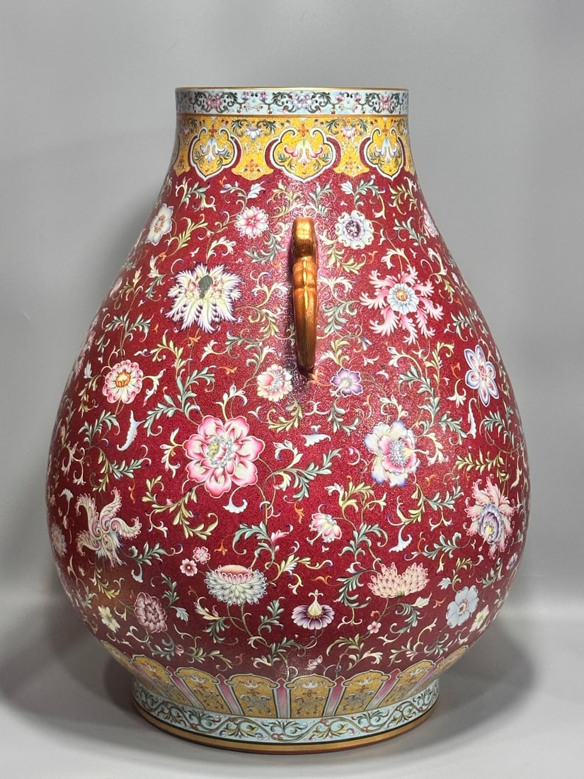 Very RARE Chinese famille rose porcelain vase Qing dynasty Qianlong Mark & Period - 3