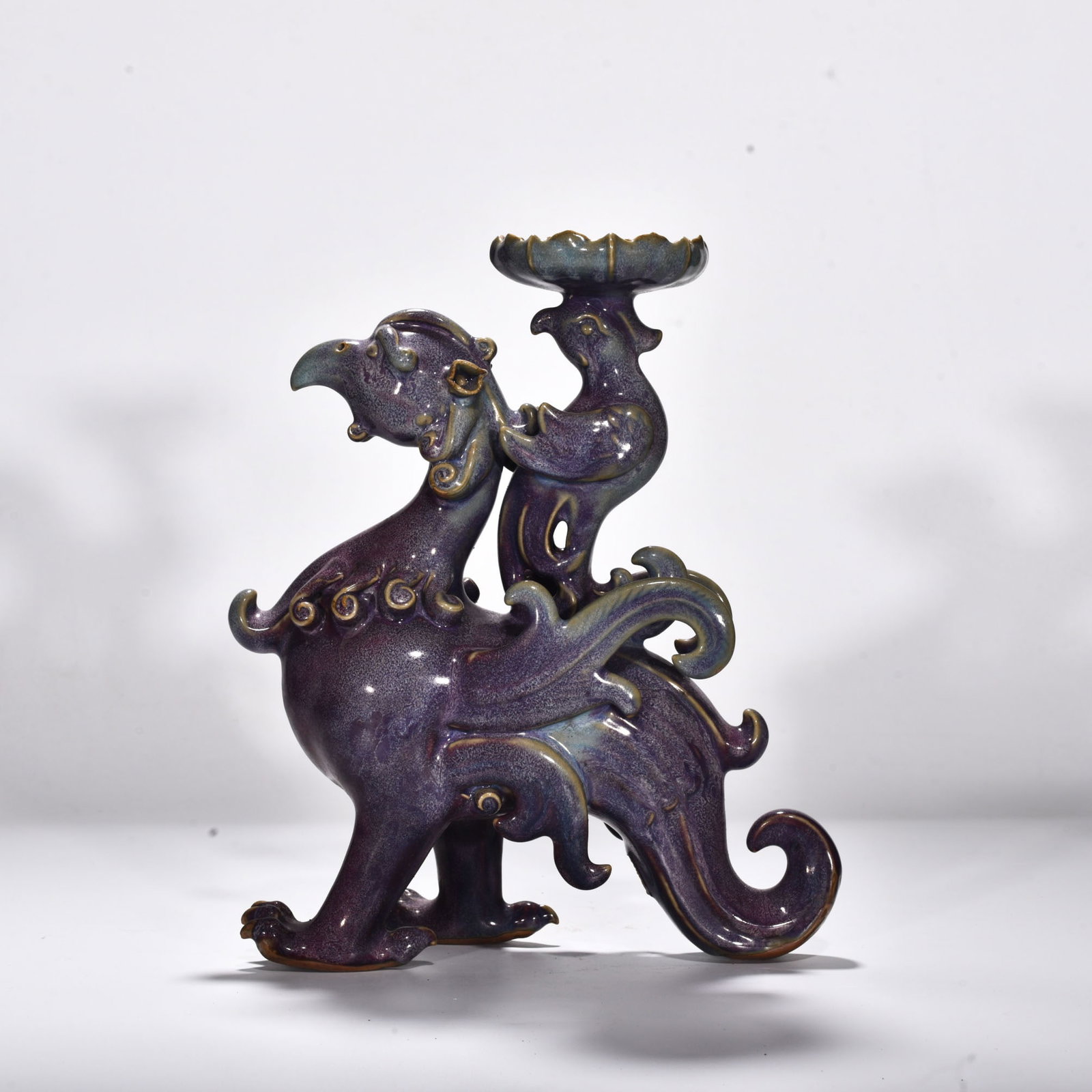 Song Dynasty Jun Kiln rose purple glaze bird and animal candlestick: Size: Height 30.5 cm - Width 21 cm Materials: Porcelain Time Period: Song dynasty Manufactured Date: 10th-c Object: Chinese Antique ⛨ Purchase With Confidence ✔ Verified Auction Hou
