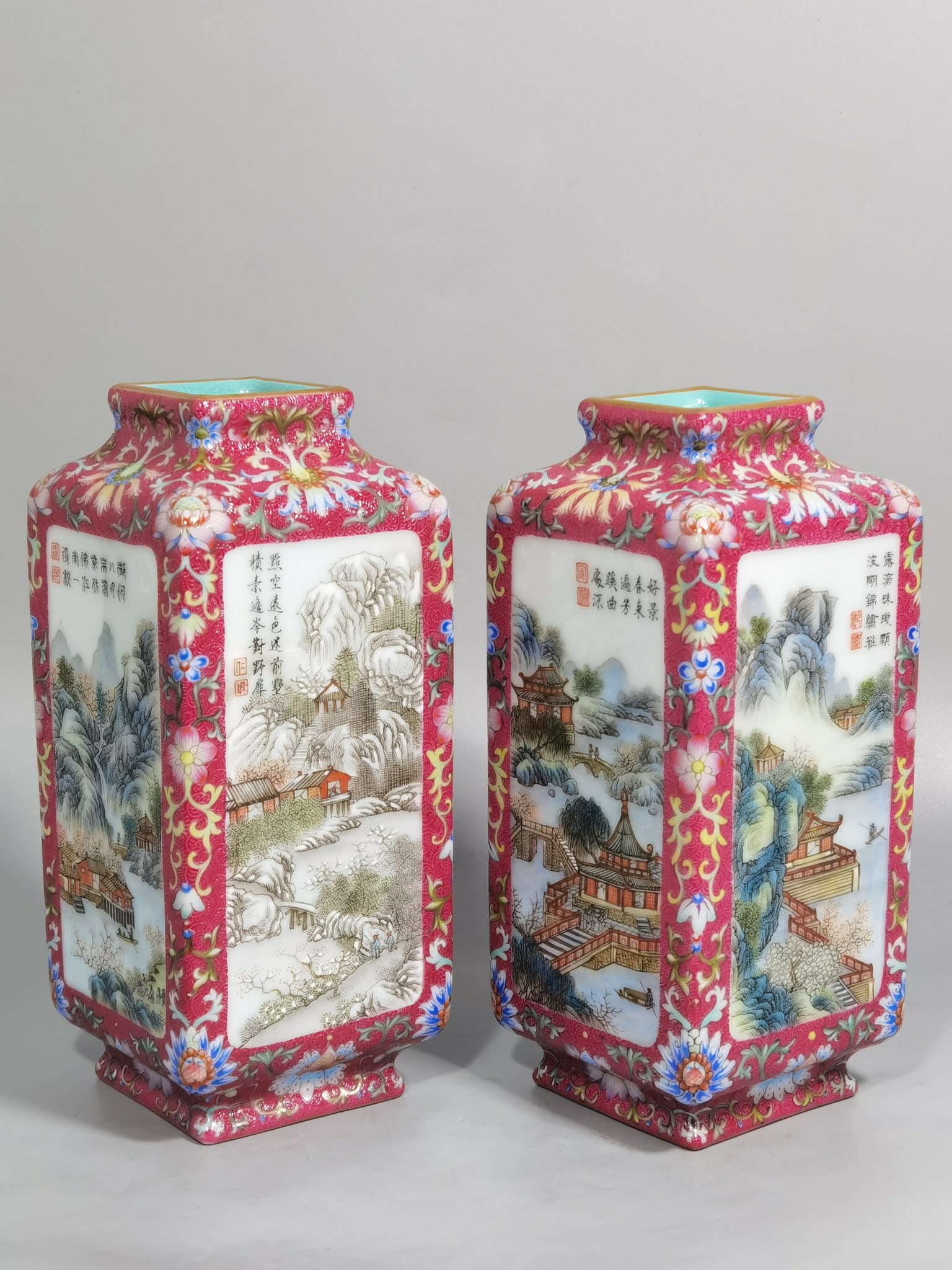 Chinese famille rose porcelain vase pair Qing dynasty Qianlong Mark & Period (1 of 9)