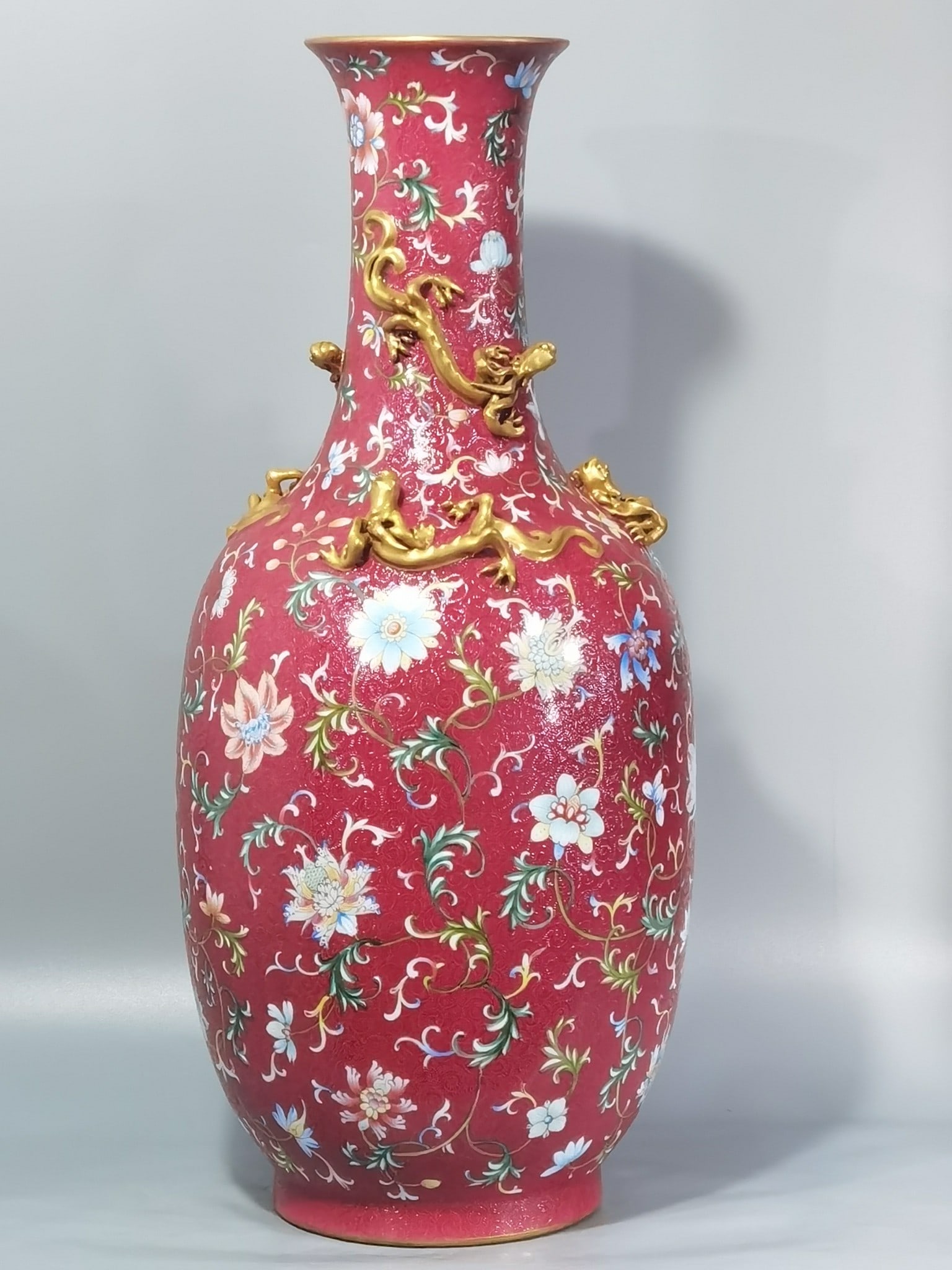 Very RARE Chinese famille rose porcelain vase Qing dynasty Qianlong Mark & Period - 2