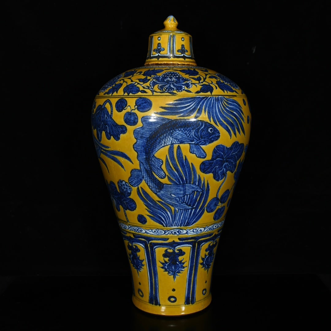 Chinese blue and yellow porcelain vase Yuan dynasty (1 of 9)