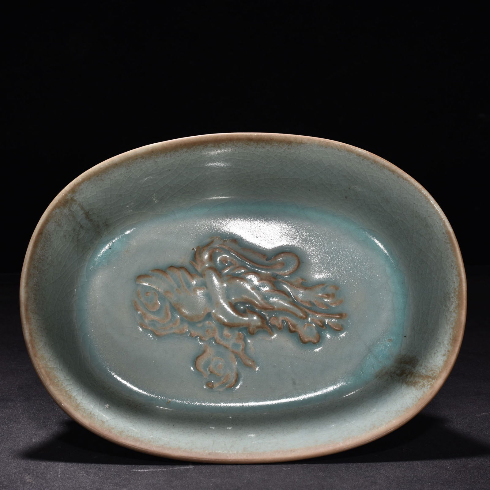 Song Dynasty Ru kiln azure glaze engraved poems phoenix narcissus basin: Size: Width 22.5 cm - Height 6.8 cm Materials: Porcelain Time Period: Song dynasty Manufactured Date: 10th-c Period Object: Chinese Antique ⛨ Purchase With Confidence ✔ Verified Auc