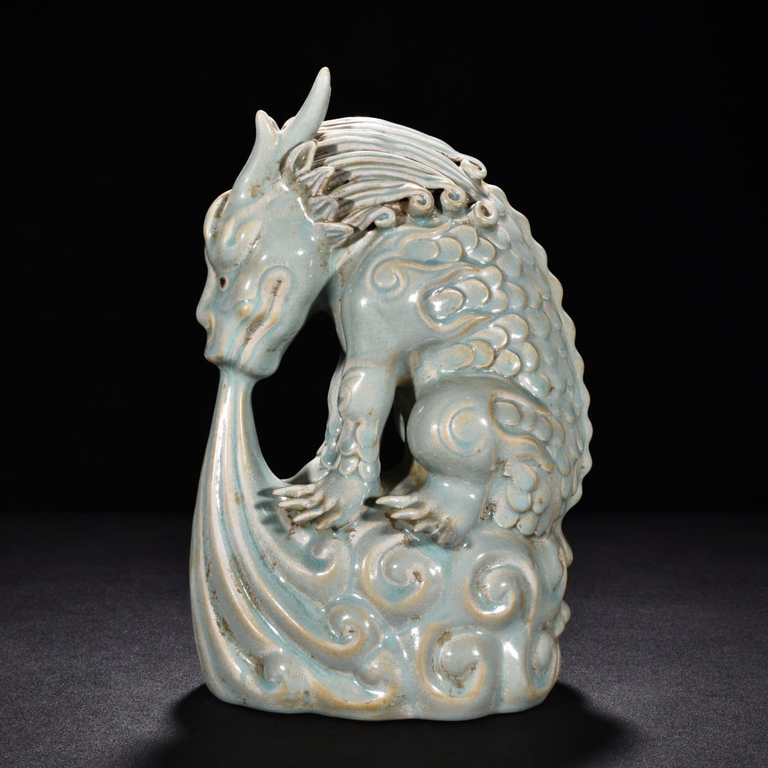 Song Dynasty Ru kiln azure glaze water-absorbing beast: Size: Height 32 cm - Width 21 cm Materials: Porcelain Time Period: Song dynasty Manufactured Date: 10th-c Object: Chinese Antique ⛨ Purchase With Confidence ✔ Verified Auction House