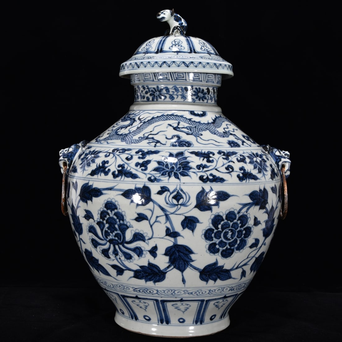 Chinese blue and white porcelain jar Yuan dynasty (1 of 9)