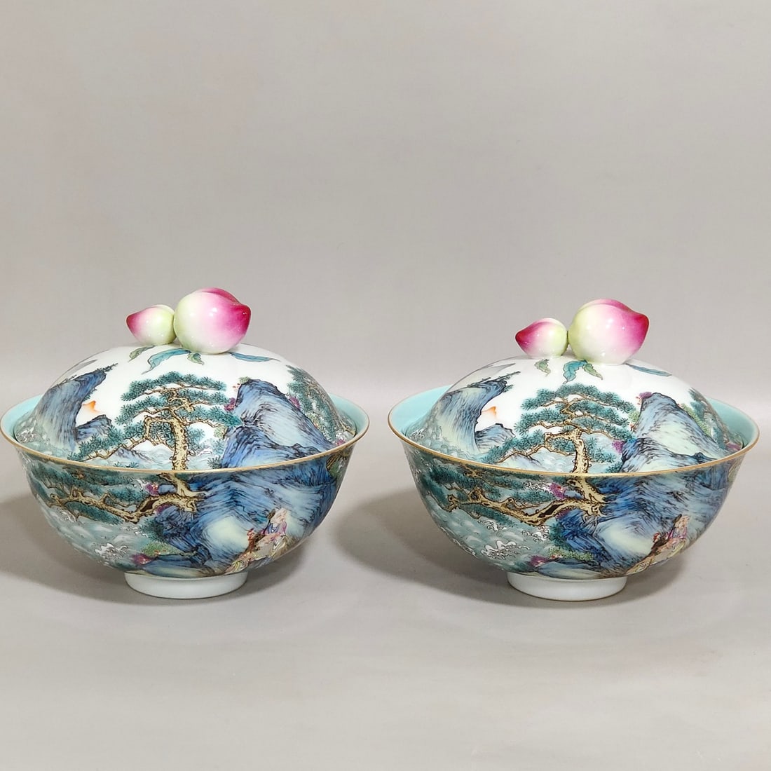 Qing Dynasty Qianlong characters story longevity peach bowl (1 of 9)
