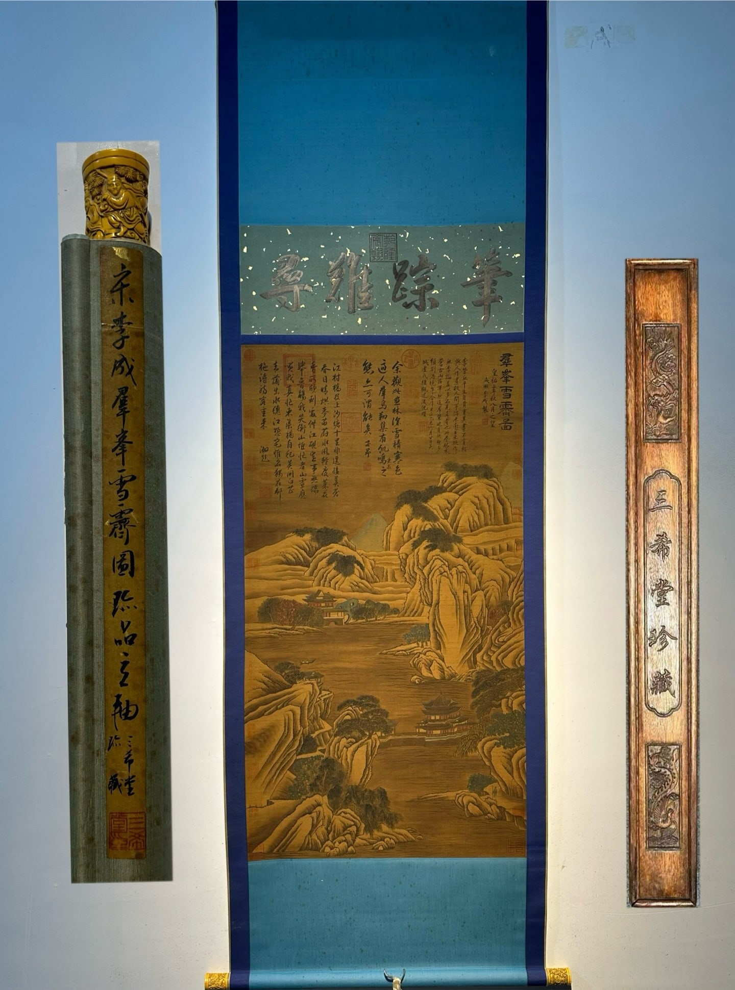 Chinese scroll painting Five Dynasties Li Cheng: Size: Height 150 cm - Width 70 cm Materials: Silk Time Period: Five Dynasties Manufactured by: Li Cheng Object: Chinese Antique Li Cheng's exquisite hand-painted silk landscape painting, "Snowy Peaks