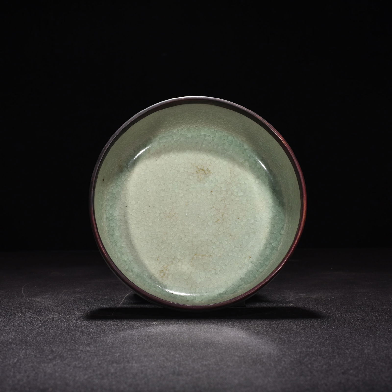 Song Dynasty Ru kiln sky blue glaze deep wash (inlaid with copper mouth): Size: Width 15 cm - Height 5 cm Materials: Porcelain Time Period: Song dynasty Manufactured Date: 10th-c Period Object: Chinese Antique ⛨ Purchase With Confidence ✔ Verified Auction