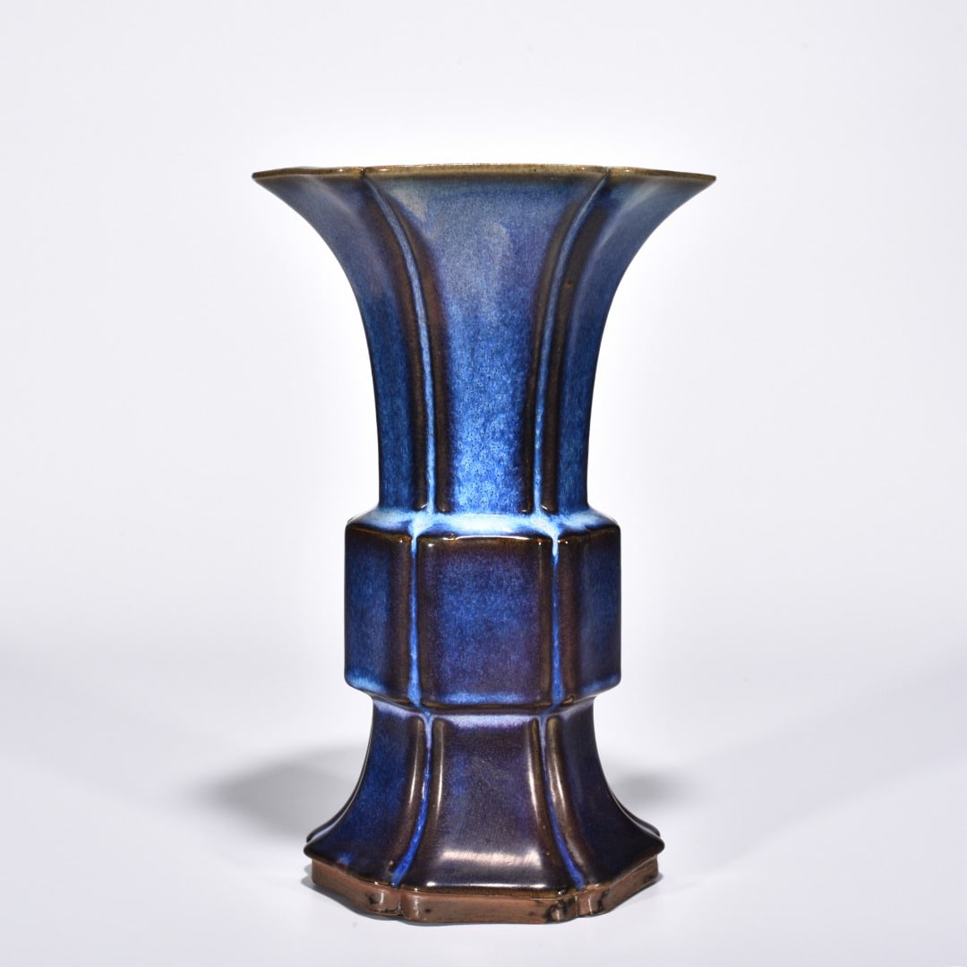 Song Dynasty Jun kiln obsidian grape purple glaze hexagonal flower goblet (1 of 9)