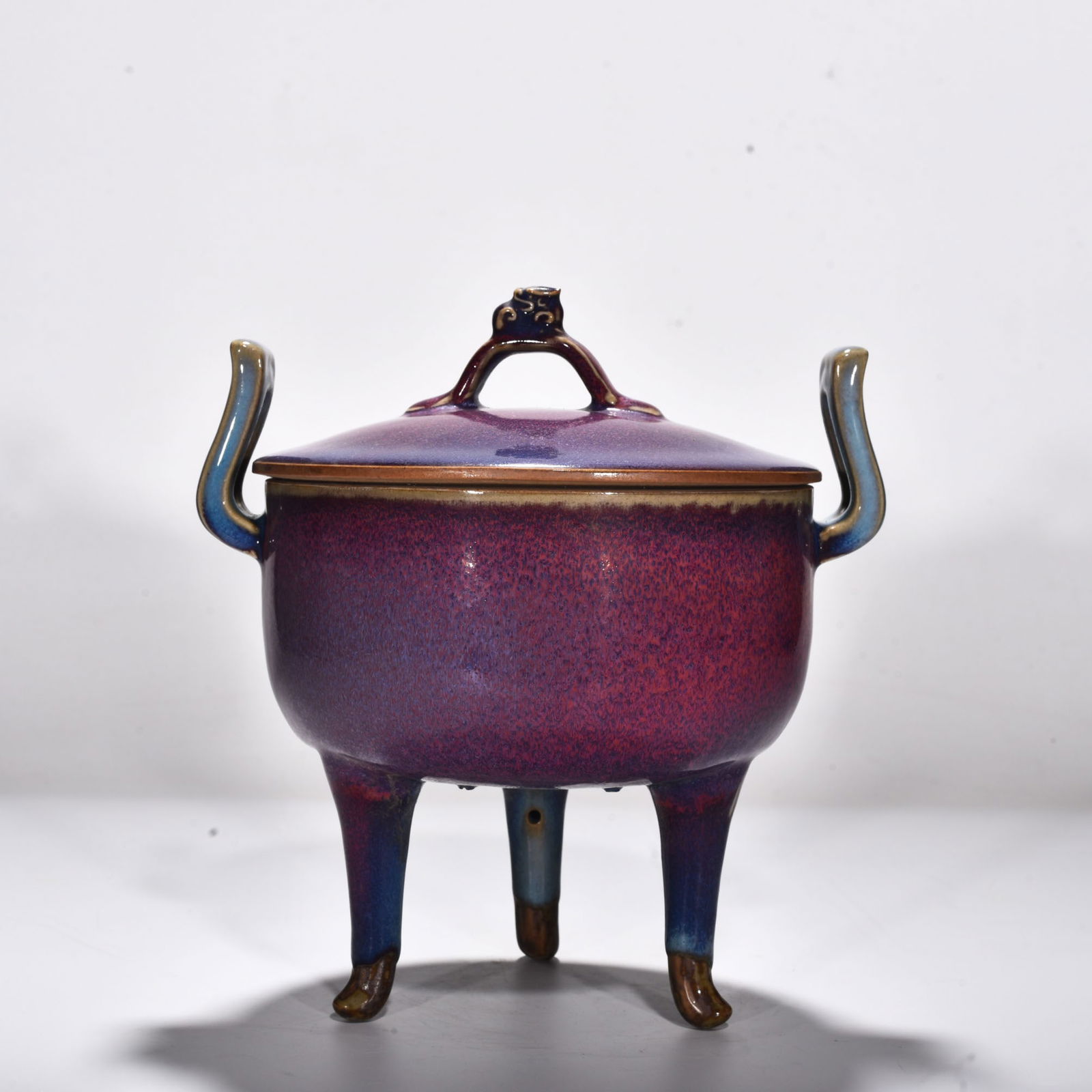 Song Dynasty Jun kiln rose purple glaze three-legged and double-eared cauldron: Size: Height 21.5 cm - Width 22 cm Materials: Porcelain Time Period: Song dynasty Manufactured Date: 10th-c Object: Chinese Antique ⛨ Purchase With Confidence ✔ Verified Auction Hou