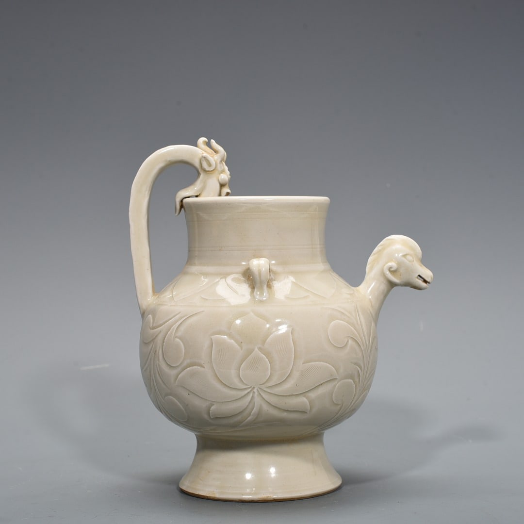Song Dynasty Ding kiln carved entwining lotus pattern chicken head pot: Size: Height 20 cm - Width 16 cm Materials: Porcelain Time Period: Song dynasty Manufactured Date: 10th-c Object: Chinese Antique ⛨ Purchase With Confidence ✔ Verified Auction House