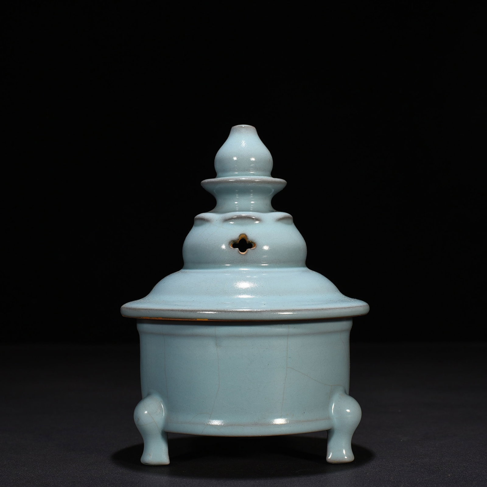 Song Dynasty Ru kiln azure glaze three-legged hollow smoker: Size: Height 15 cm - Width 13 cm Materials: Porcelain Time Period: Song dynasty Manufactured Date: 10th-c Object: Chinese Antique ⛨ Purchase With Confidence ✔ Verified Auction House