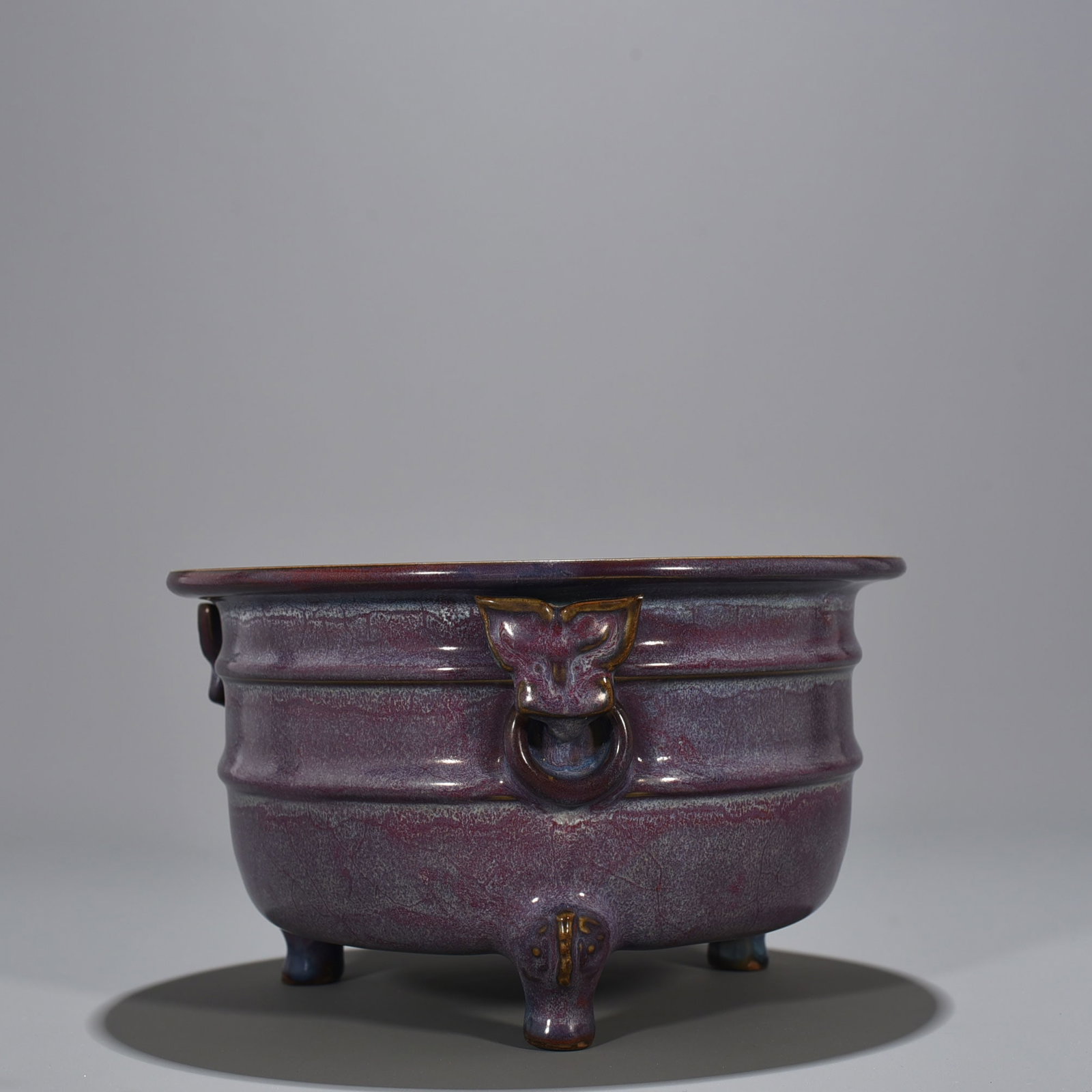 Song Dynasty Jun kiln rose purple glaze dazzling pattern three-legged Burner: Size: Width 25 cm - Height 14 cm Materials: Porcelain Time Period: Song dynasty Manufactured Date: 10th-c Period Object: Chinese Antique ⛨ Purchase With Confidence ✔ Verified Auctio