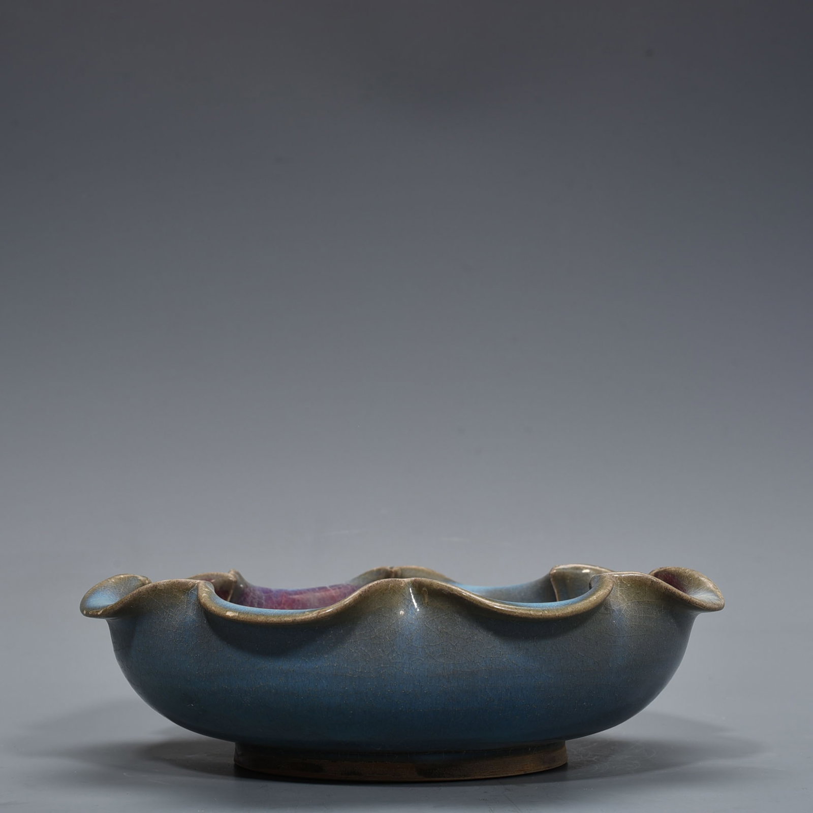 Song Dynasty Jun kiln variable glaze lotus leaf washer: Size: Width 29 cm - Height 9 cm Materials: Porcelain Time Period: Song dynasty Manufactured Date: 10th-c Period Object: Chinese Antique ⛨ Purchase With Confidence ✔ Verified Auction