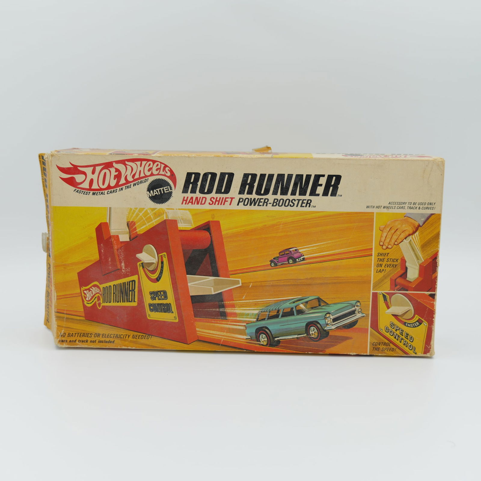 Hot wheels redline Rod Runner: rod runner set with original box and packaging. With paperwork and stickers. Box is bright but has some scuffs and veins and obvious storage wear.