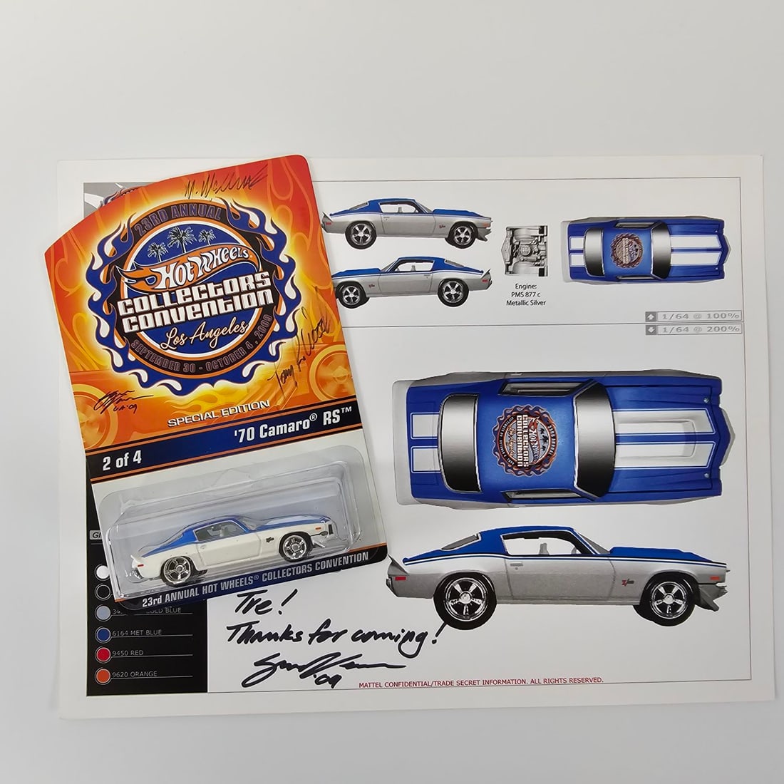 Hot wheels Collectors Convention '70 Camaro RS #666/3000 and e sheet (1 of 4)