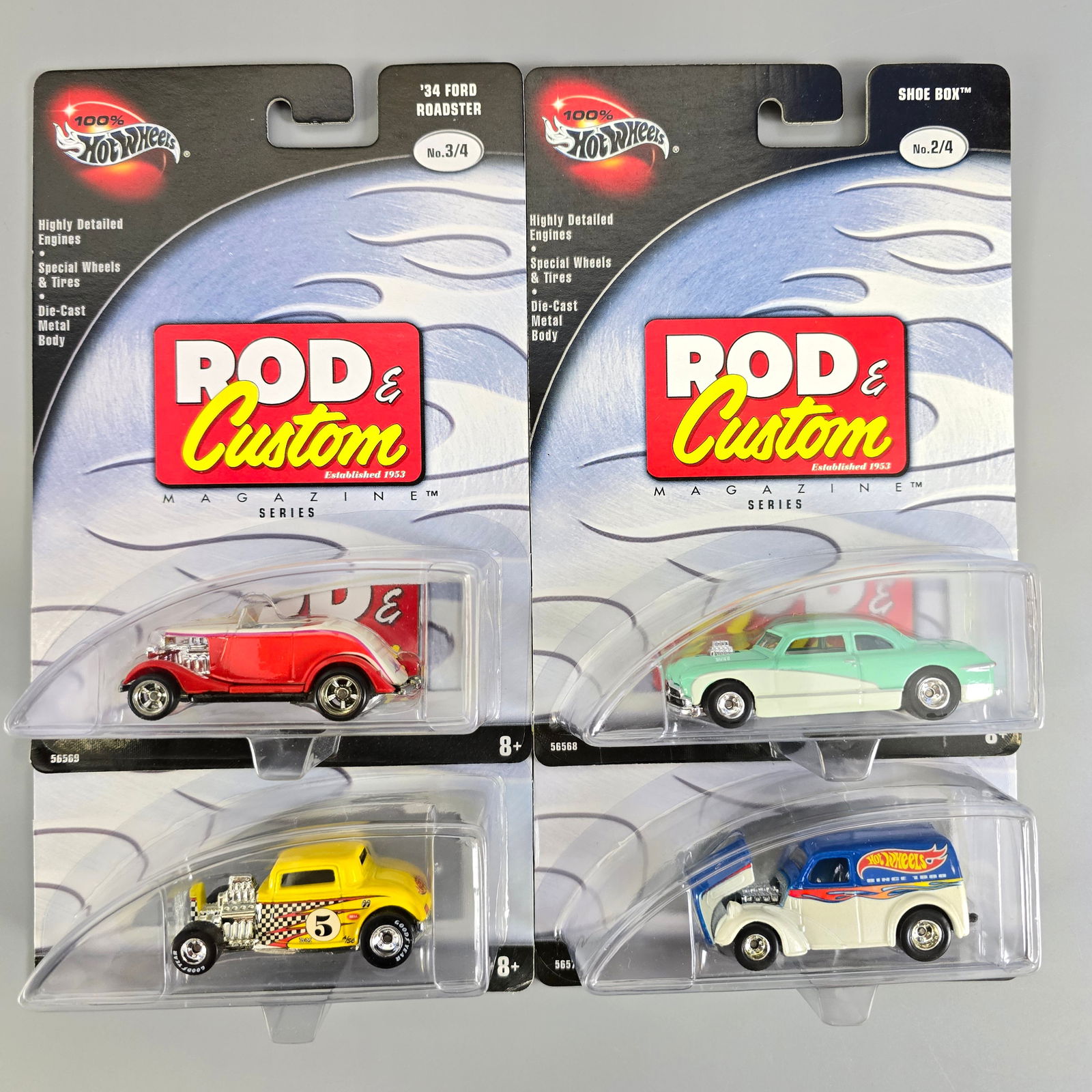 100% Hot Wheels Rod & Custom set of 4 W/ alt colors (1 of 10)