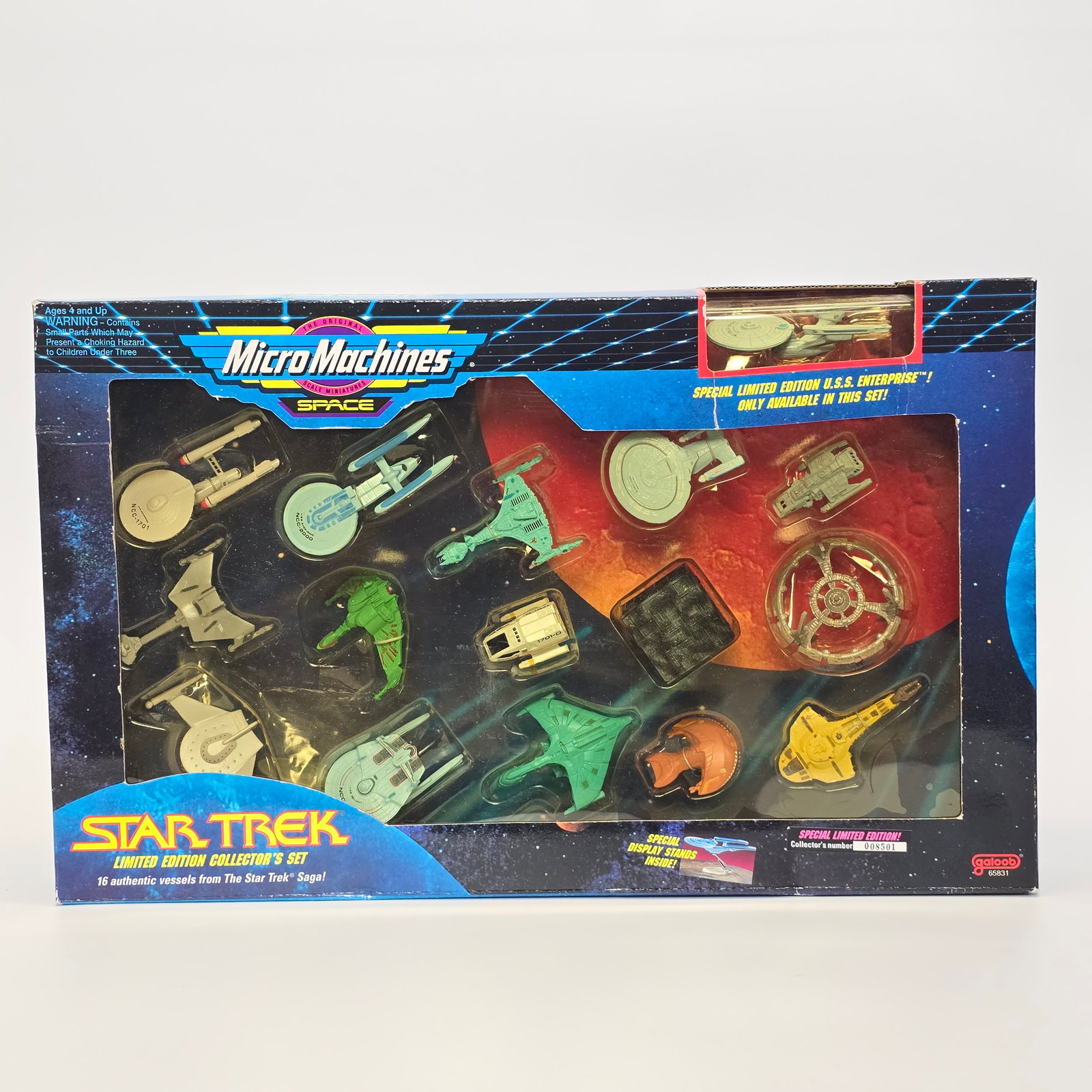 Galoob Micro Machies Star Trek limited edition box set: Box: sealed but has damage as seen in the photos blister/windows: they are yeloowe but otherwise no damage Item: unopened, no notable damage or wear, looks new, collector number 8501