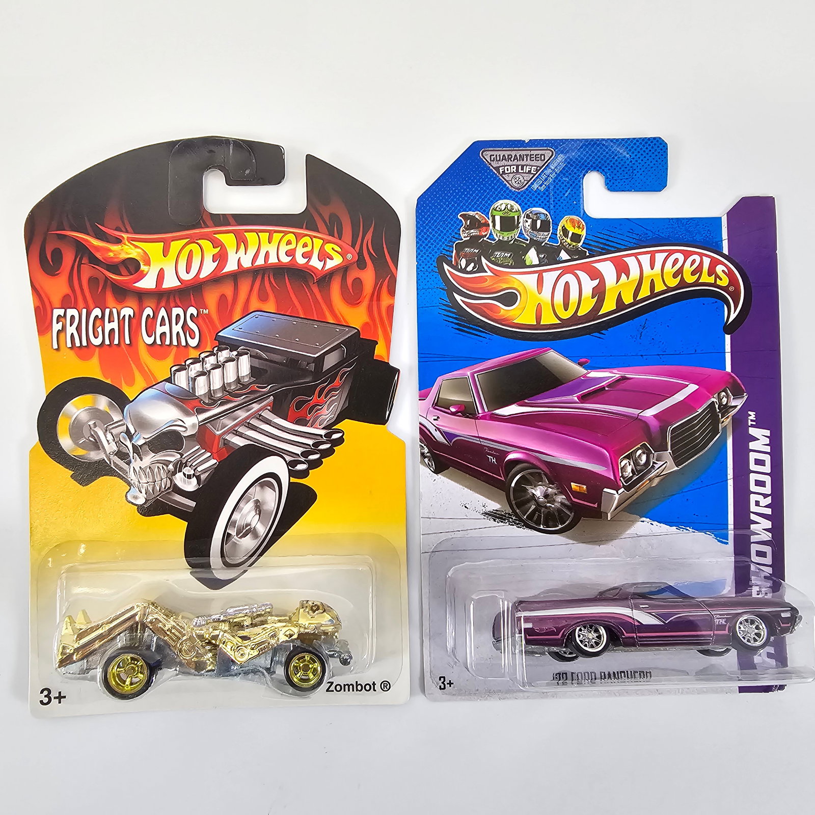 Hot Wheels STH & Fright cars: Hot Wheels Super Treasure Hunt '72 Ford Ranchero and Fright Cars Zombot Cards: Zombot is very good with lower left corner curl, the Ranchero has a dinged lower right corner as seen in the photos Blist