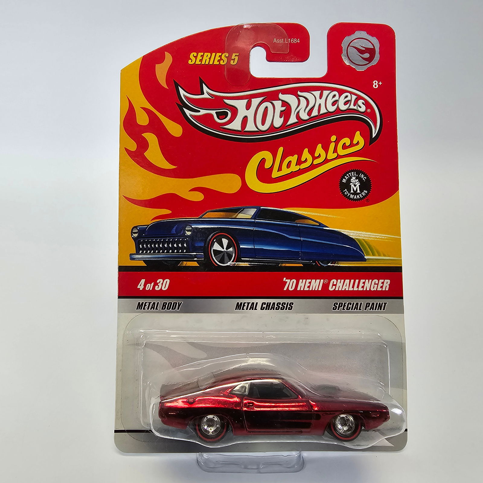 Hot Wheels Classics Chase: Hot Wheels Classics Series 5 '70 Hemi Challenger Chase car Card: Very good but has a bow behind the blister as seen in the photos Blister/Bubble: clear, crack free and firmly attached to the card I