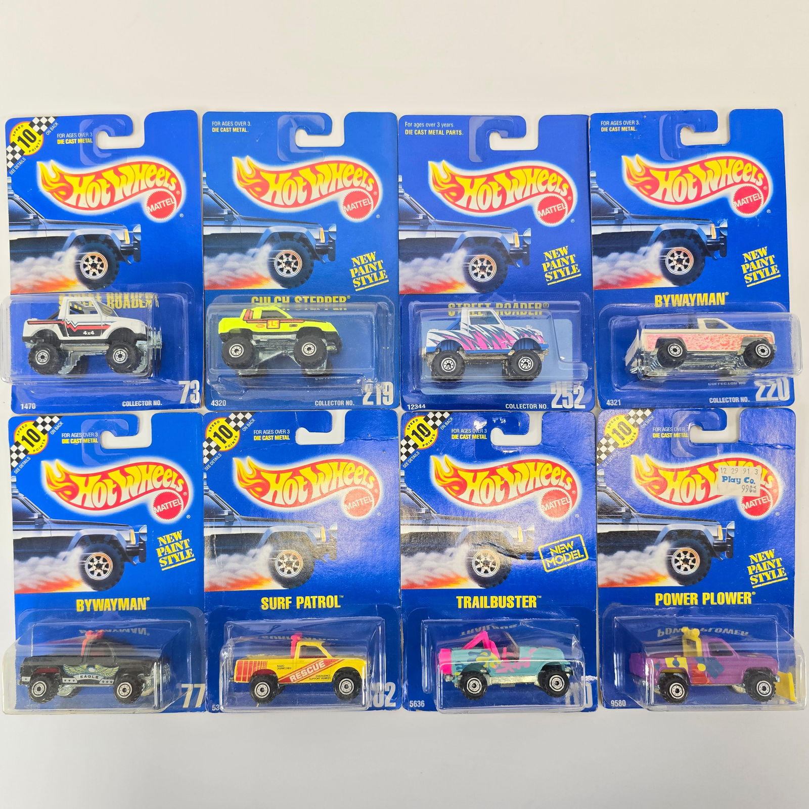 Hot Wheels Lot of 8 Offroad Numbered Blue Cards (1 of 4)