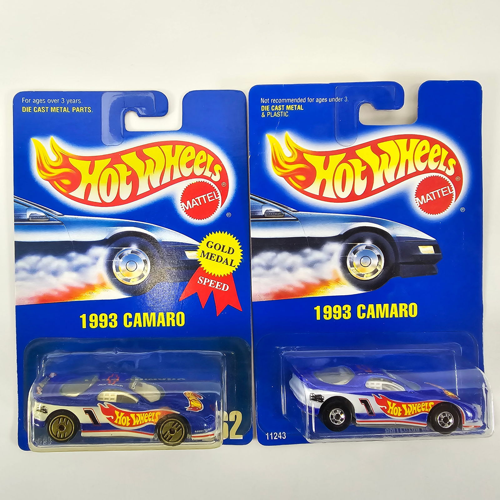 Hot Wheels 1993 Camaro Numbered Blue Card Pair (1 of 6)