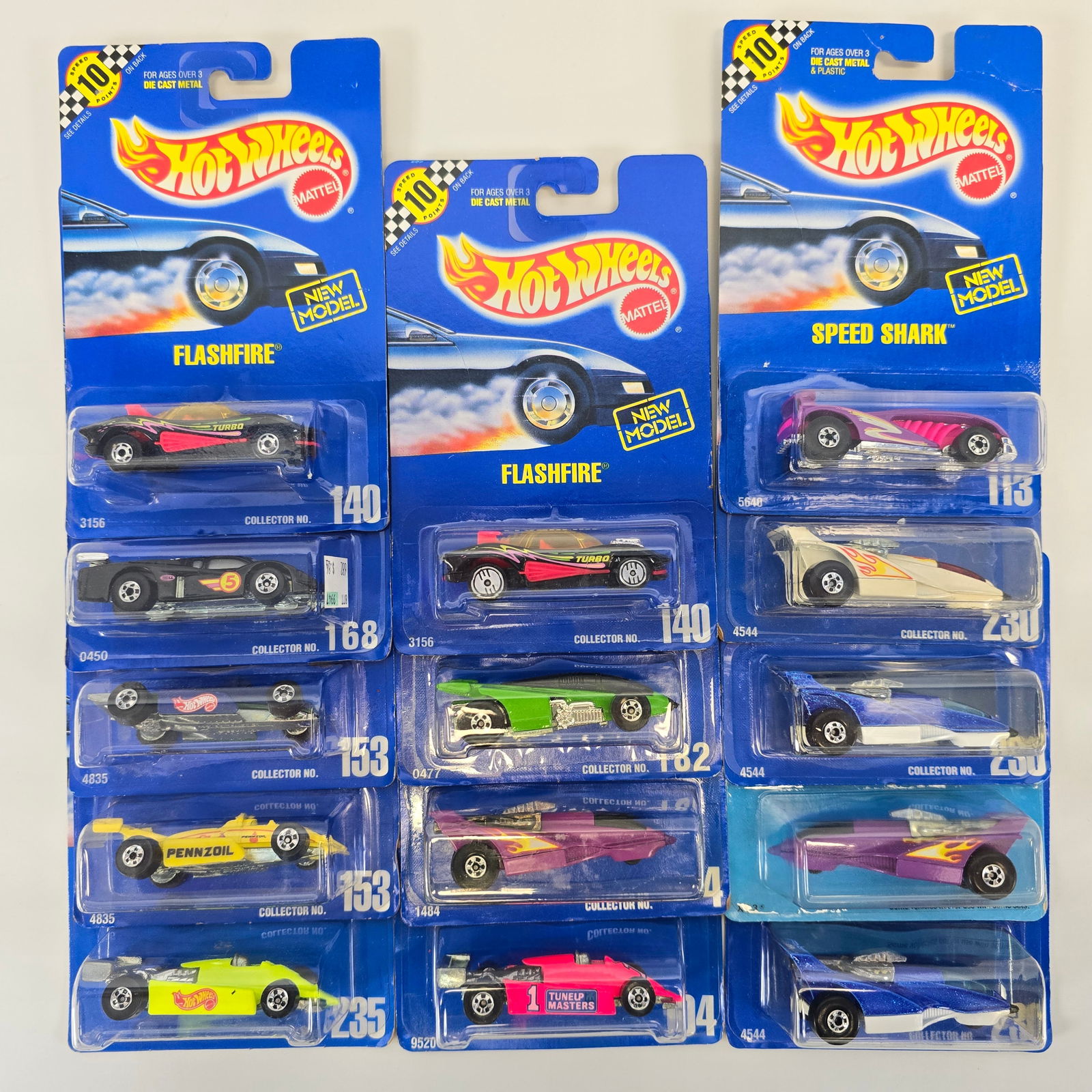 Hot Wheels Lot of 14 Numbered Blue Cards (1 of 2)