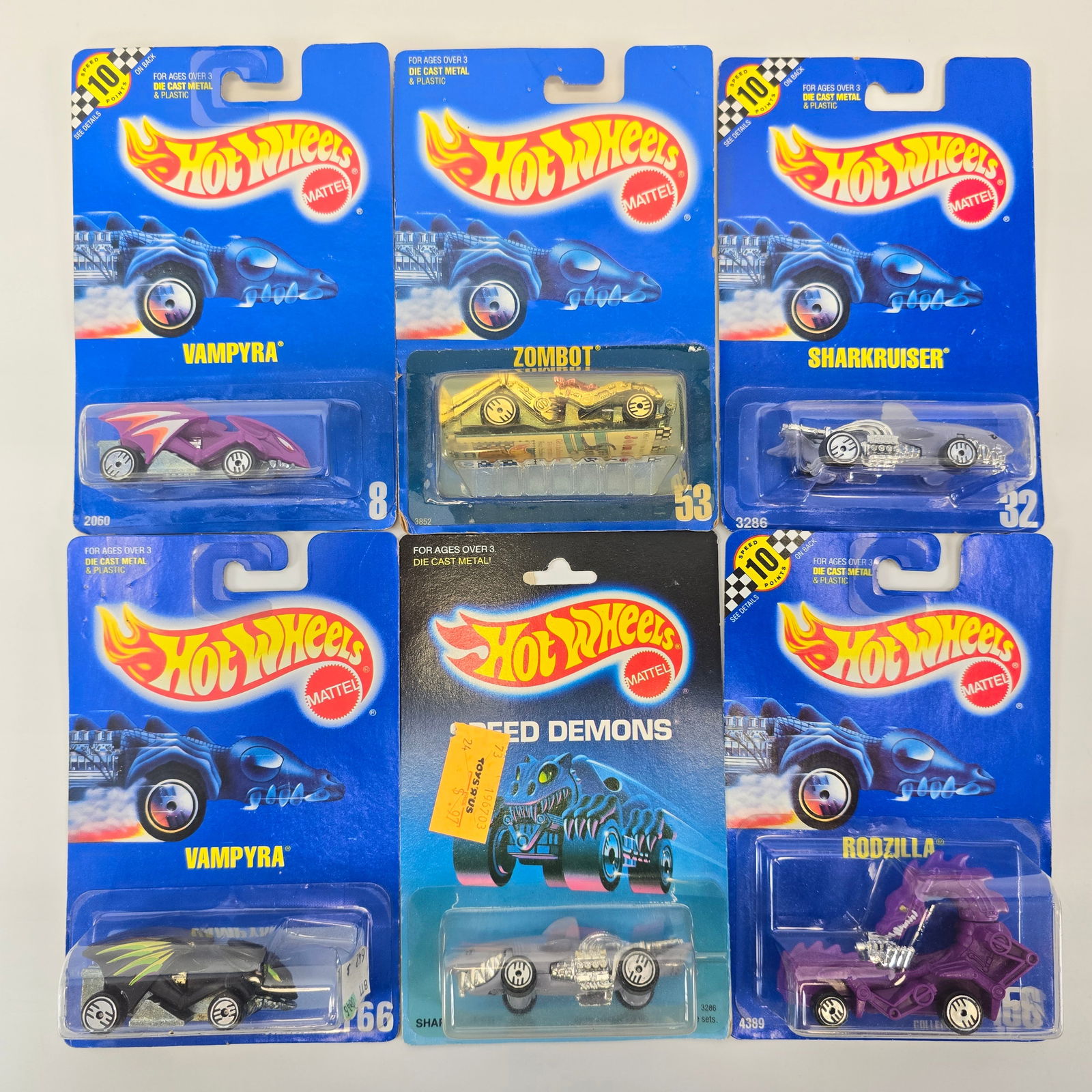 Hot Wheels Lot of 6 Numbered Blue Cards (1 of 11)
