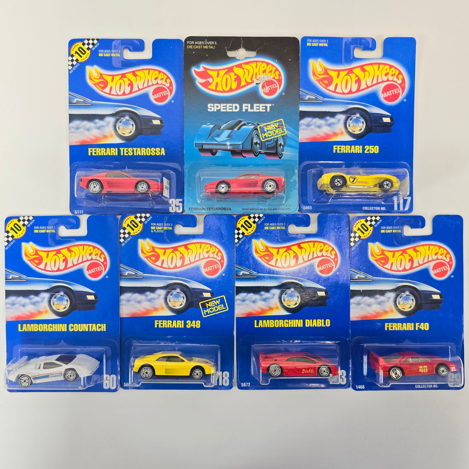 Hot Wheels Lot of 7 Numbered Blue Cards (1 of 15)