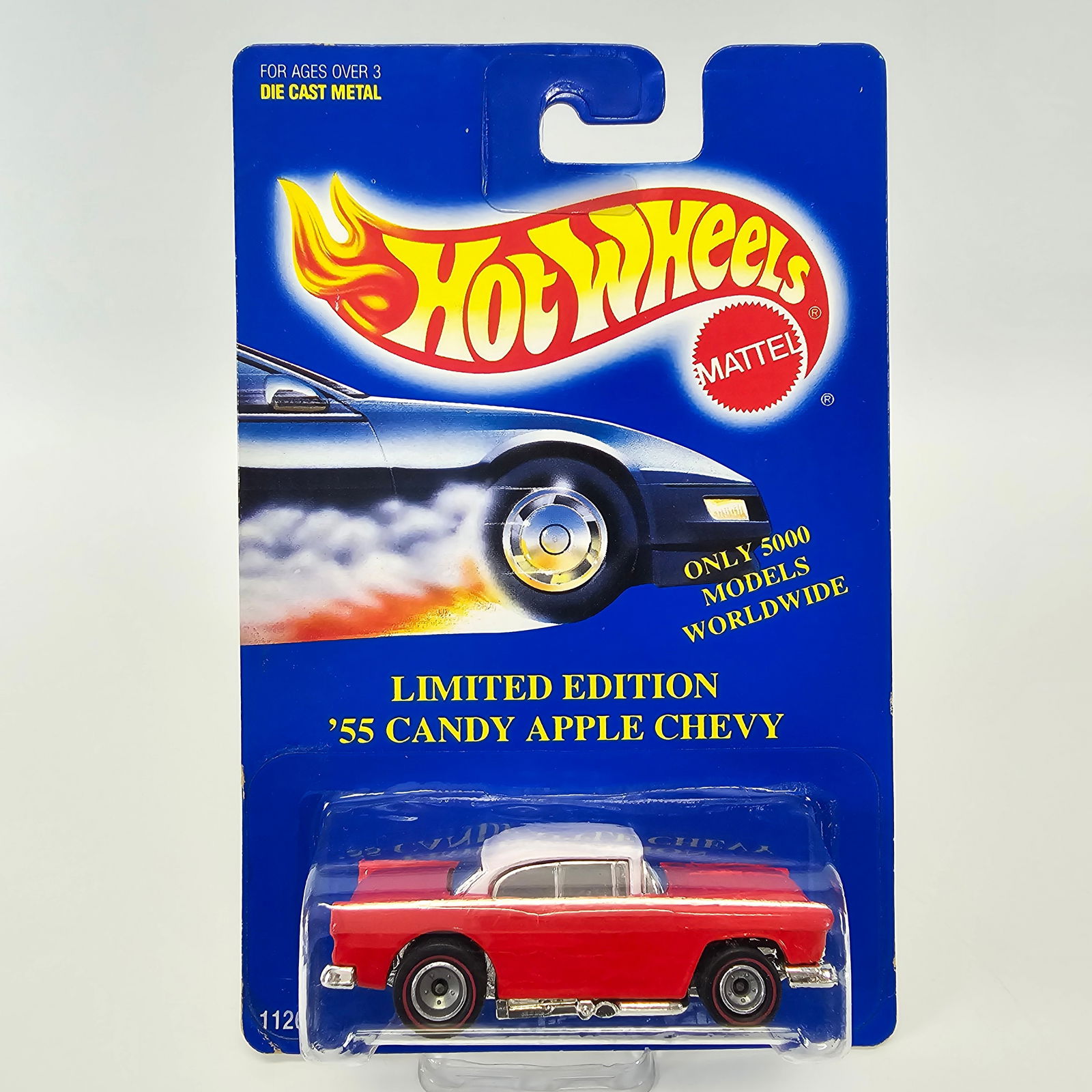 Hot Wheels L.E. '55 Candy Apple Chevy: Hot Wheels Limited Edition Redline '55 Candy Apple Chevy on Blue Card Card: excellent, with minor corner and edgewear as seen in photos Blister/Bubble: looks to be clear and firmly attached, has a hol