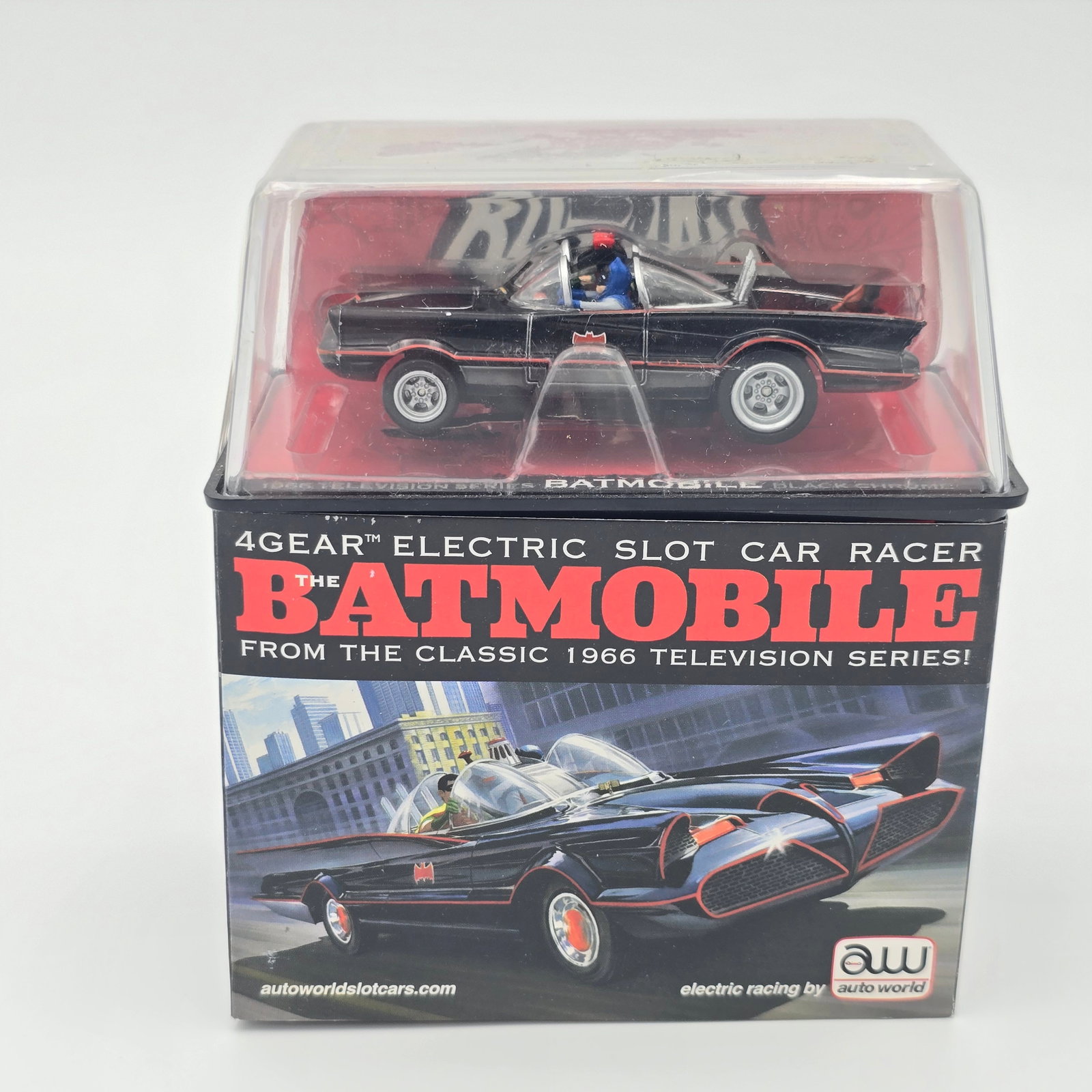 Auto World Black Batmobile: Auto World AW black classic 1966 TV Series Batmobile *Sealed Case: sealed and excellent condition Car: sealed in case with no issues
