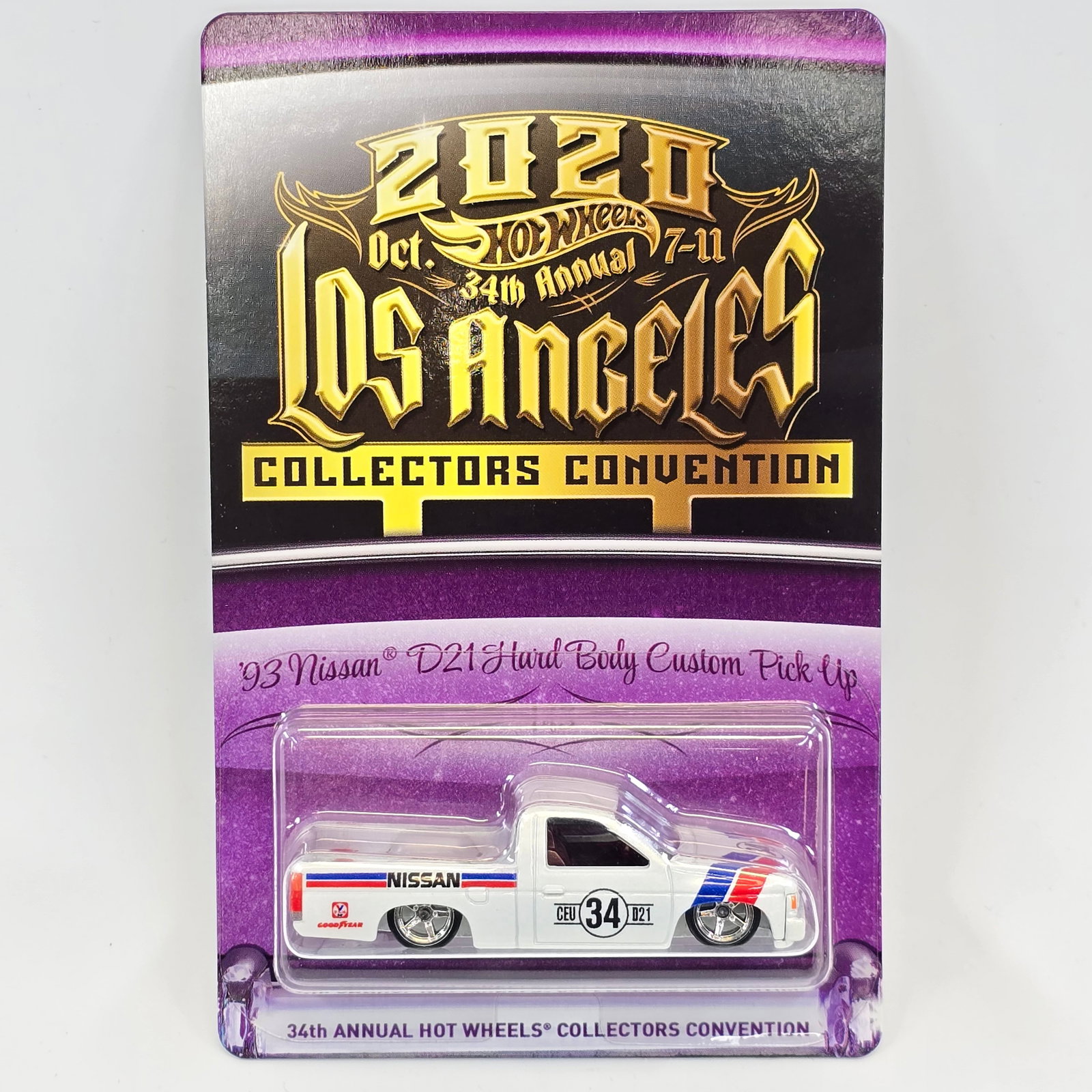 Hot Wheels Convention Nissan: 2020 Hot Wheels 34th Annual Collectors Convention 93 Nissan Hardbody Custom Pickup #03444/06700 Car-Looks to be in good condition with no notable wear. Paint, tampos, glass, base and wheels all look g