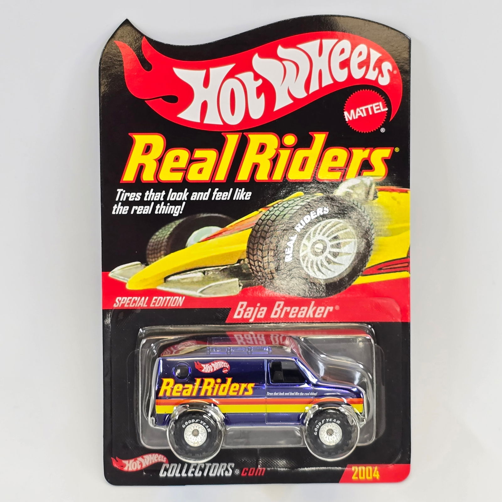 Hot Wheels RLC Real Riders Baja Breaker: 2004 Hot Wheels Red Line Club Special Edition, Real Rider Series, Baja Breaker #02574/10000 Car-Looks to be in good condition with no notable wear. Paint, tampos, glass, base and wheels all look good.