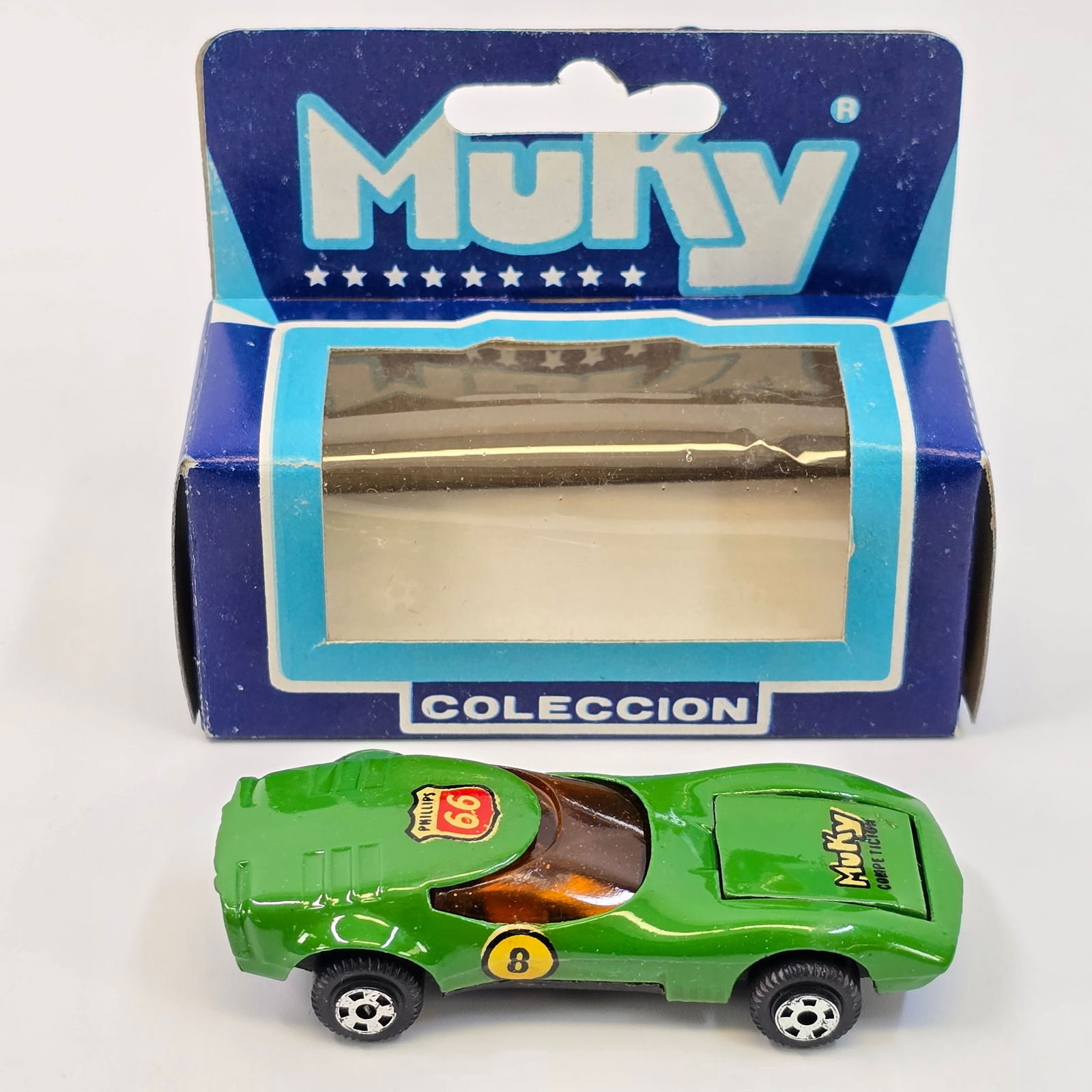 Mucky 'Lamborghini Special": Vintage Muky Argentina #22 Lamborghini Special w/Box Car-Green body, amber windows, & "8" decals. Everything looks to be in good condition with no notable damage Box- is in good co