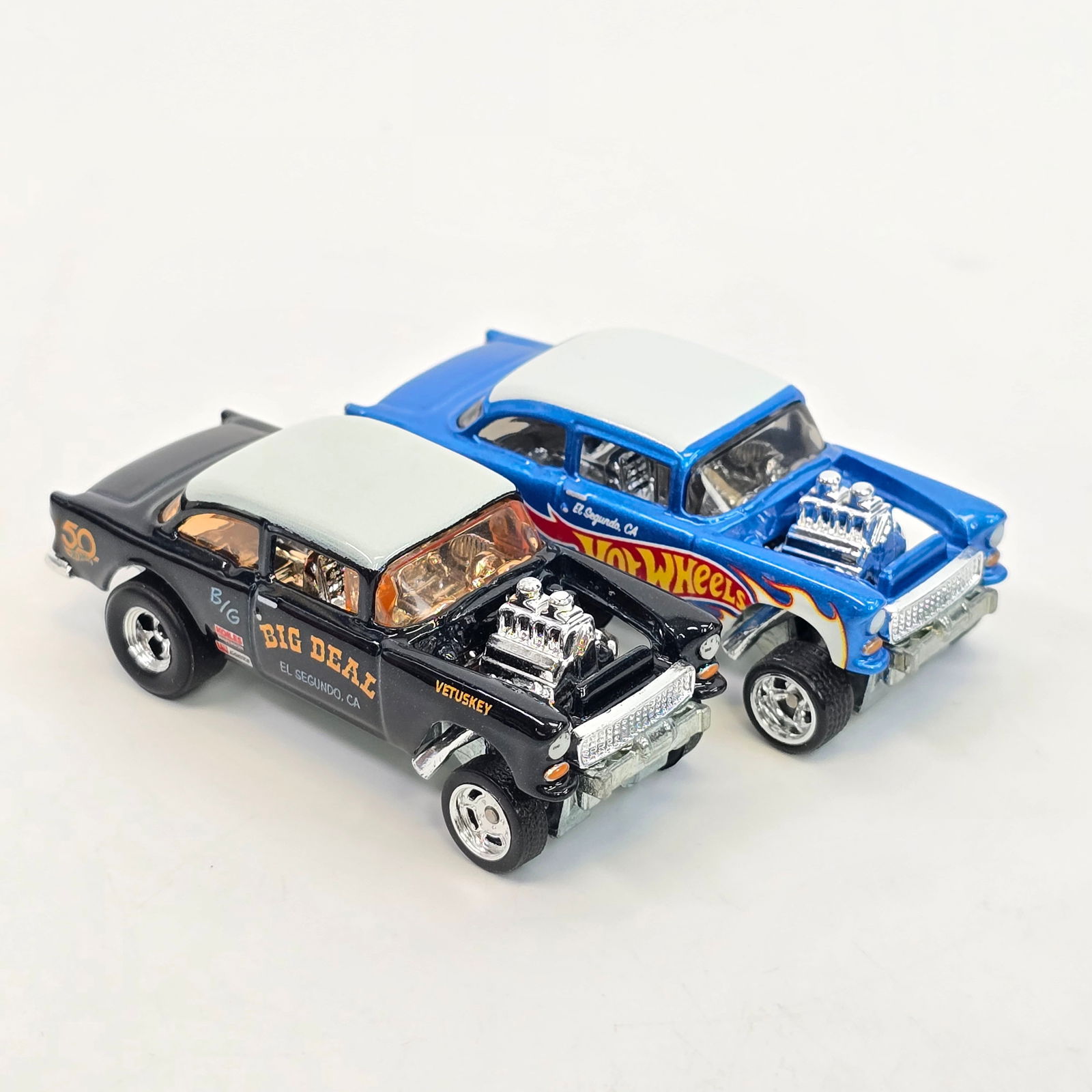 Hot Wheels Bel Air Gasser Pair: Pair of Hot Wheels 55 Bel Air Gassers including: 1- 2018 50th Anniversary Favorites Series 2- 2020 Display Cases Exclusvie Both are in overall good condition, no notable wear