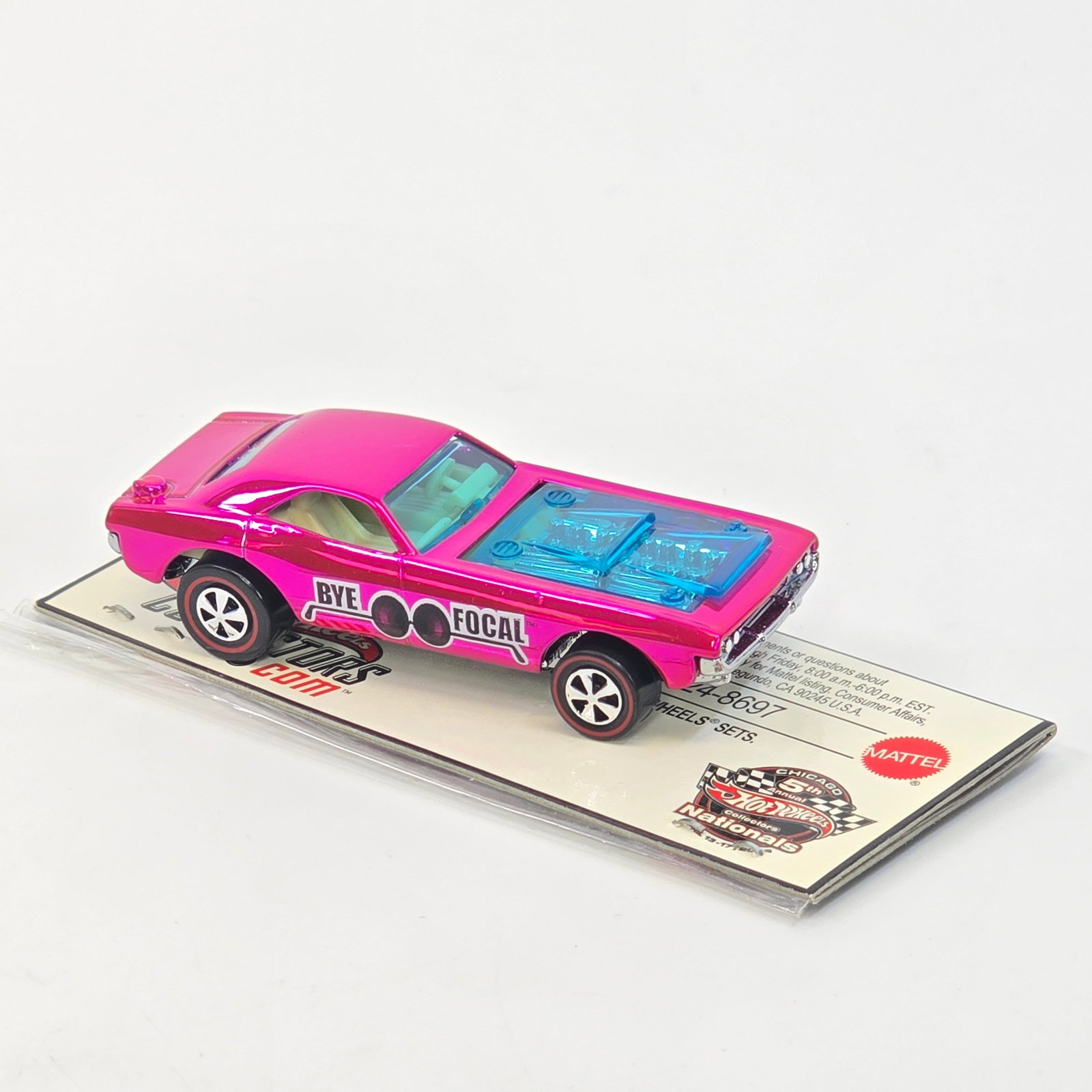 Hot Wheels Pink Party car Bye Focal: Hot Wheels 2004 5th Annual Collectors Nationals Pink Party Car "Bye Focal" Car- Looks to be in new/overall good condition with no notable damage or issues. Header card and baggie are incl