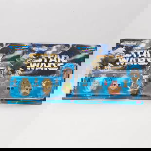 Pair of Star Wars Micro Machines: (2) 1996 Galoob Micro Machines Star Wars Heads w/Action Figures 3-packs.  All figures appear new in package, with packaging showing light edge wear and blisters firmly attached to cards.&nbsp;