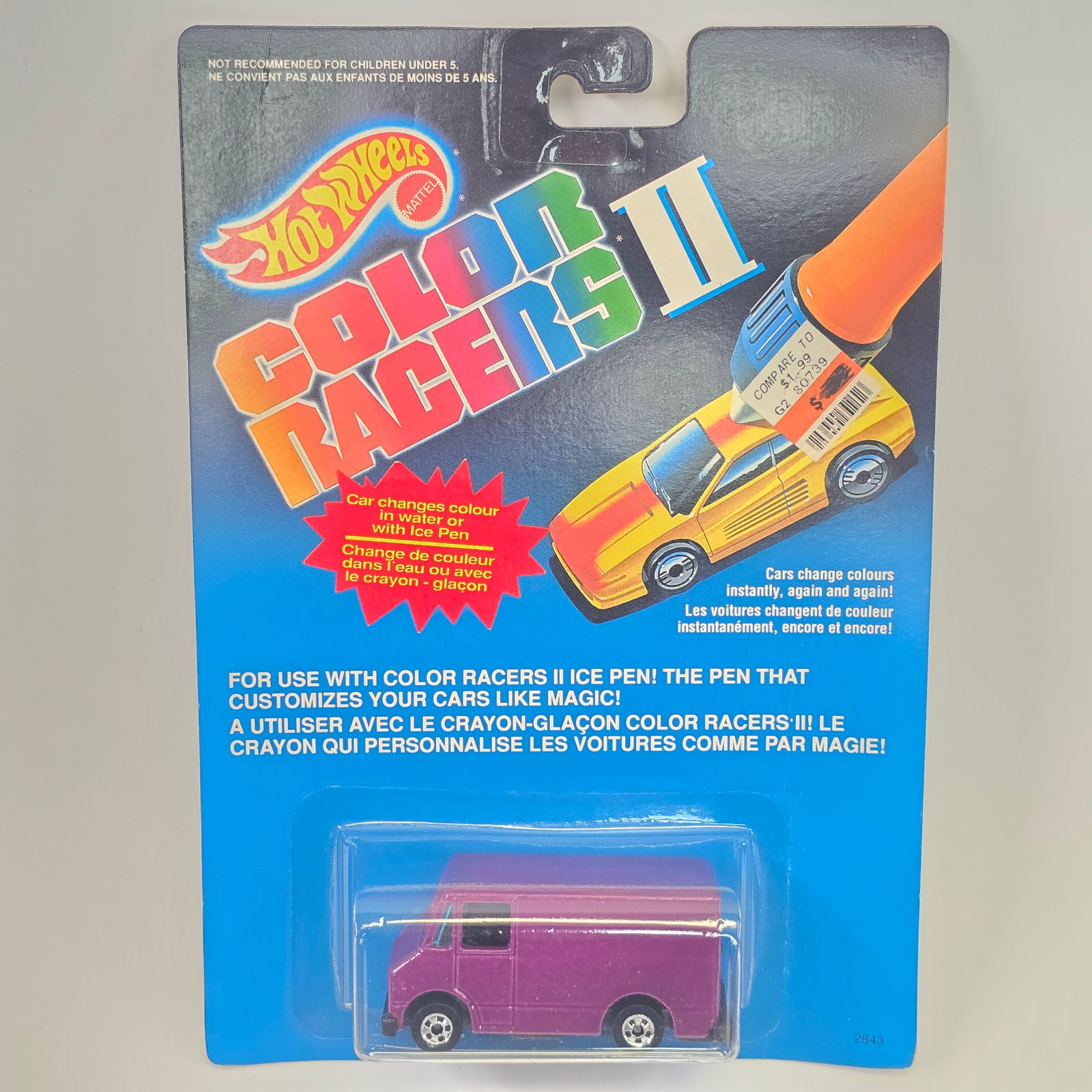 Color Racers II Van: Hot Wheels Color Racers II Van Canadian Card Car- excellent with no issues Card- solid with light edge wear, minor wave and lower edge curl Blister- appears clear, crack free and firmly attached to th