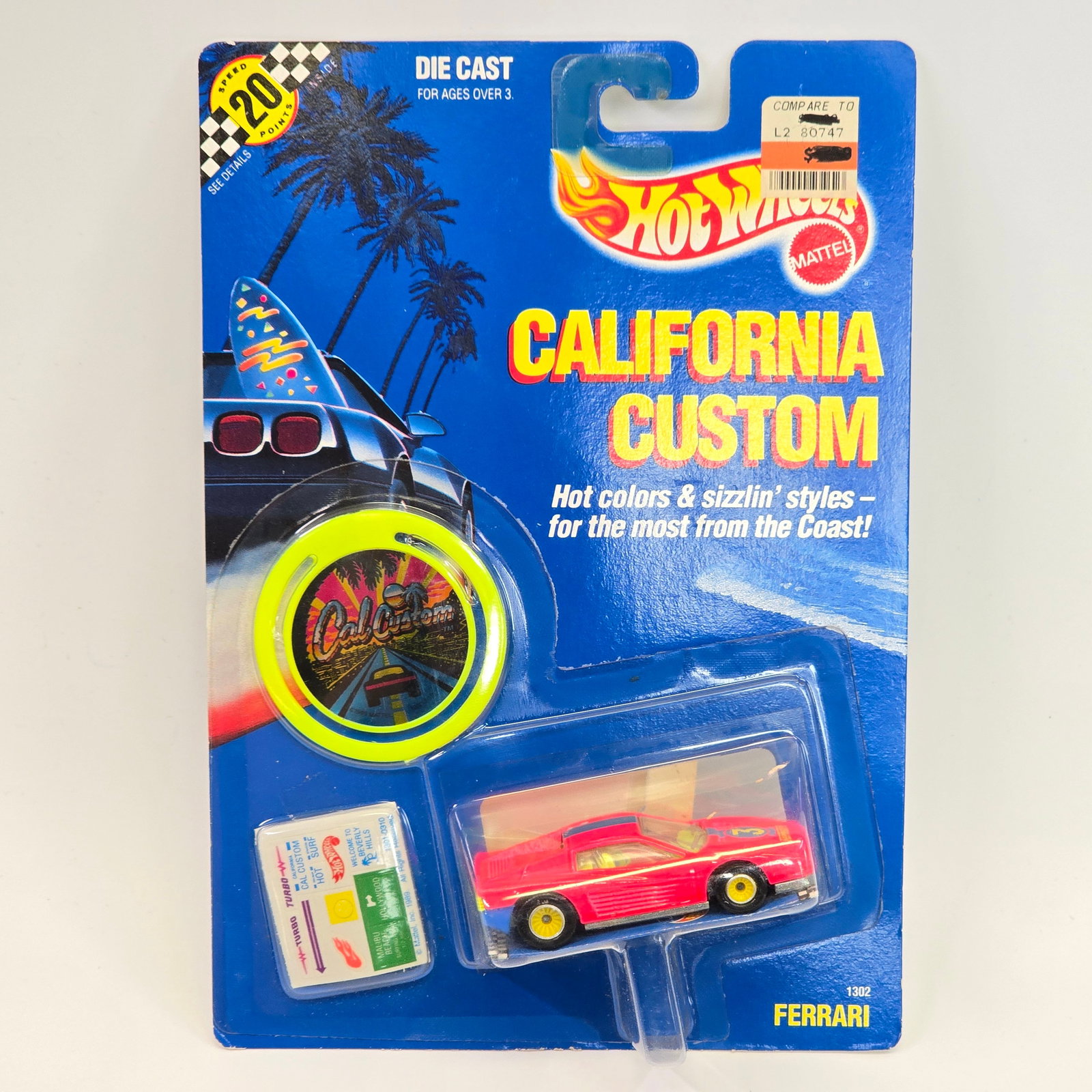 California Customs Ferrari: Cal Customs Ferrari Car- excellent with no issues, blue rear bumper variation Card- solid with edge wear, minor wave Blister- appears clear, crack free and firmly attached to the card