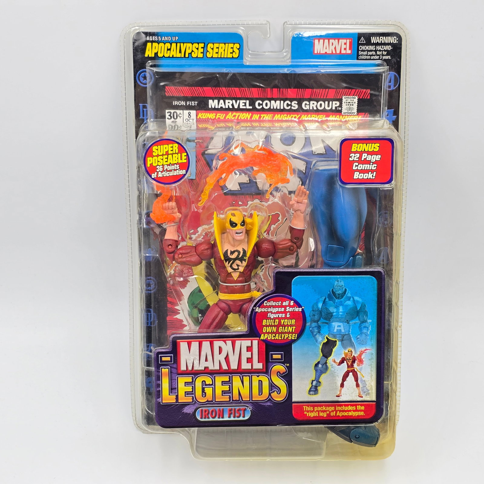 Marvel Legends Iron Fist: Marvel Legends Apocalypse Series Iron Fist action figure. Figure is sealed in original package, package is very good but does have some yellowing.