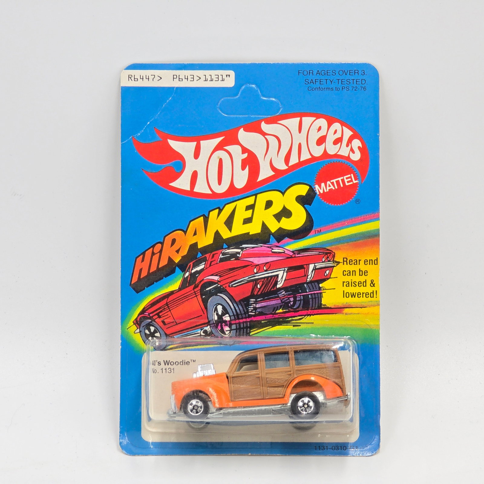 Hot Wheels Hi Rakers 40's Woodie: Hot Wheels Hi Rakers orange 40's Woodie Car: Excellent with no issues of note Card: Very Good, unpunched, has a crease upper left corner and bottom edge and corner curl Blister: Clear, crack free and 
