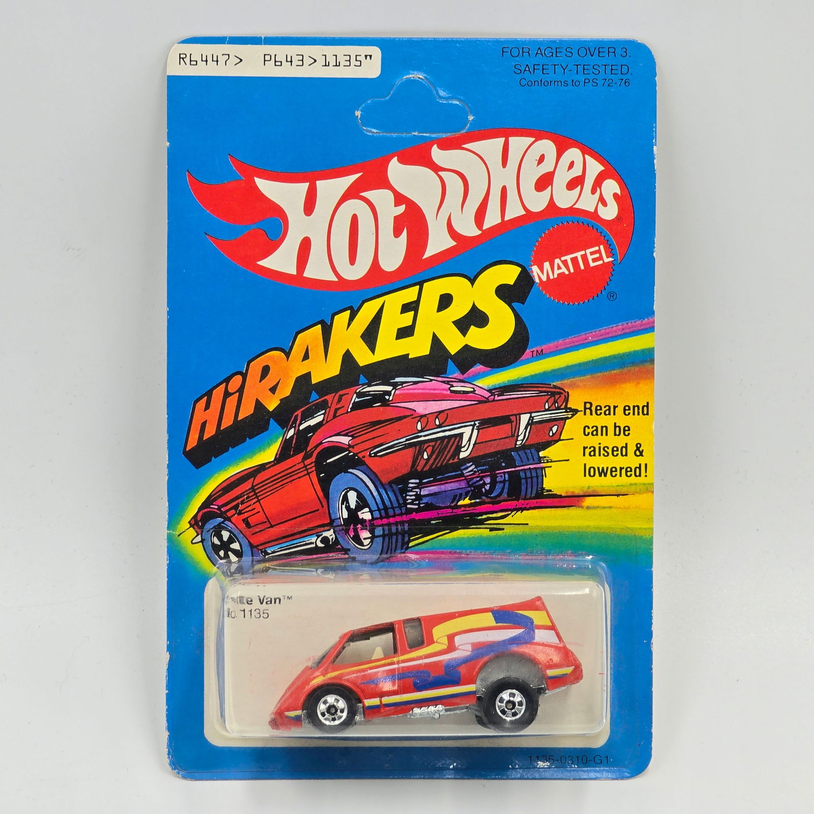 Hot Wheels Hi Rakers Vette Van: Hot Wheels Hi Rakers red Vette Van Car: Excellent with no issues of note Card: Very Good, unpunched, has mild bottom edge and corner curl Blister: Clear, crack free and firmly attached to the car