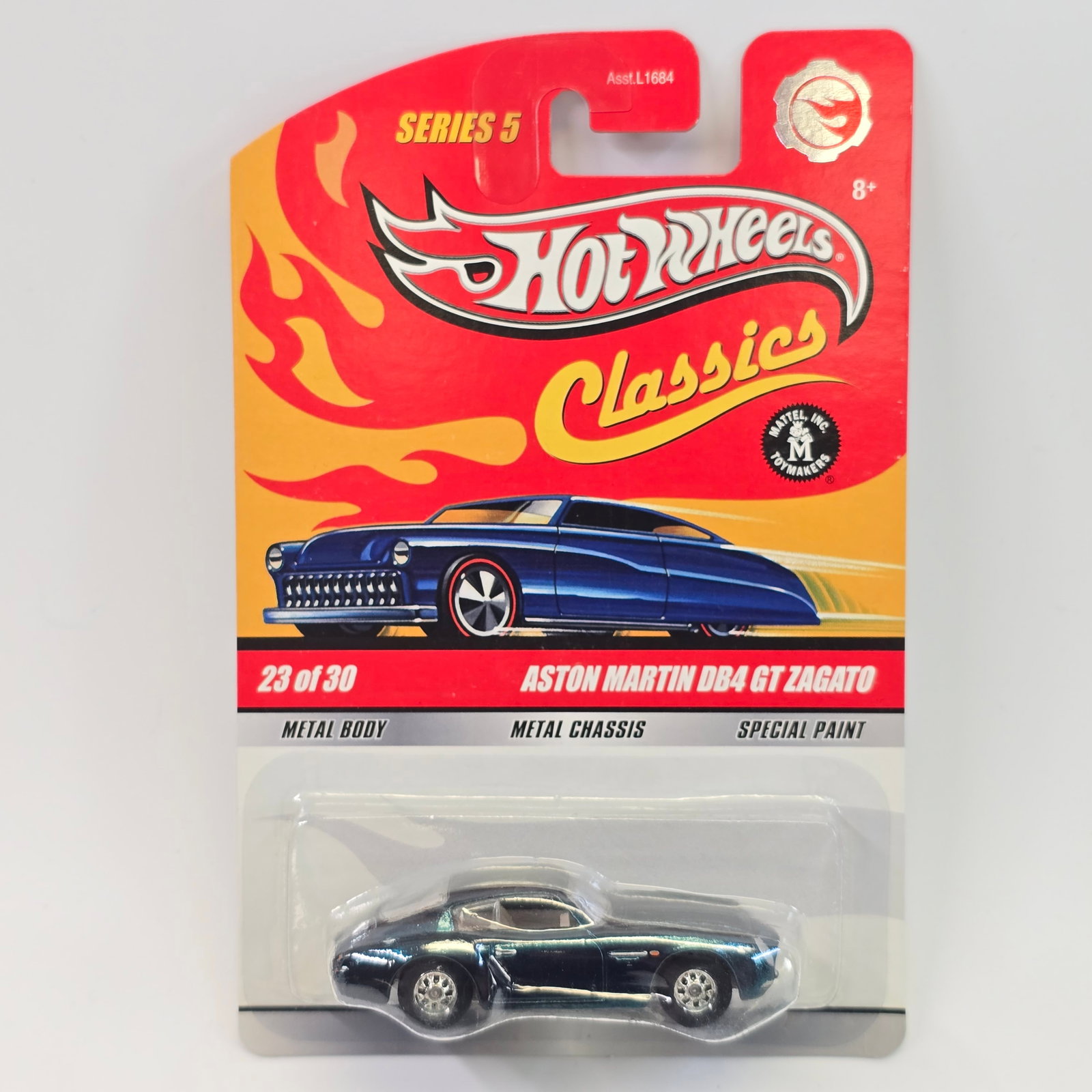 Hot Wheels Classics Aston Martin Chase: Hot Wheels Classics Aston Martin DB4 GT Zagato Chase with Special Paint Car: Excellent with no issues of note Card: Excellent with no issues of note Blister: Clear, crack free and firmly attached to t