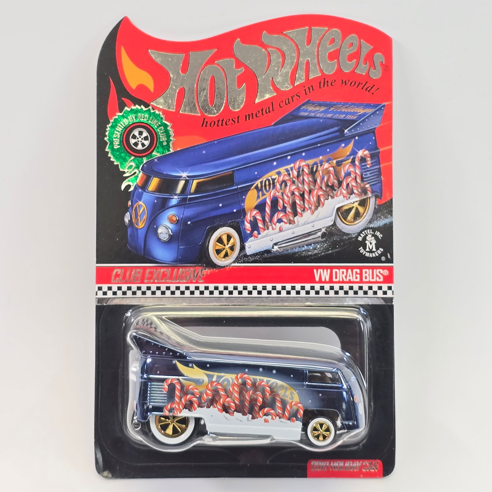 Hot Wheels RLC VW Drag Bus: Hot Wheels RLC Club Exclusive Holiday VW Drag Bus - 7994/10000 Car: Excellent with no issues of note Card: Very Good, has wear to bottom left corner Blister: Clear, crack free and firmly attached