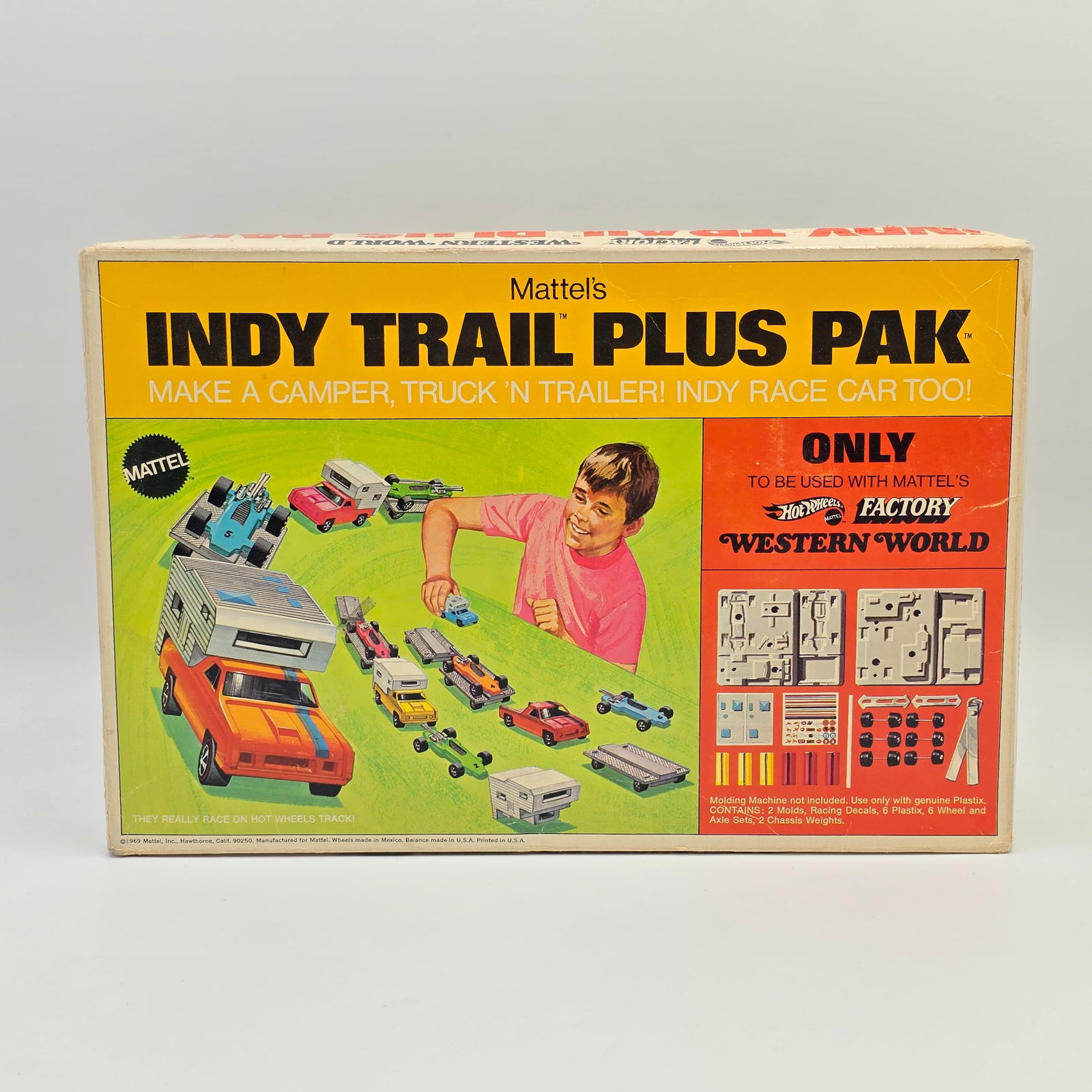Mattel Indy Trail Plus Pak: Mattel Hot Wheels Indy Trail Plus Pack sealed Box appears to be never opened and is in overall very good condition, has great graphics and color, it does have creases and veins, mainly along sides, ed