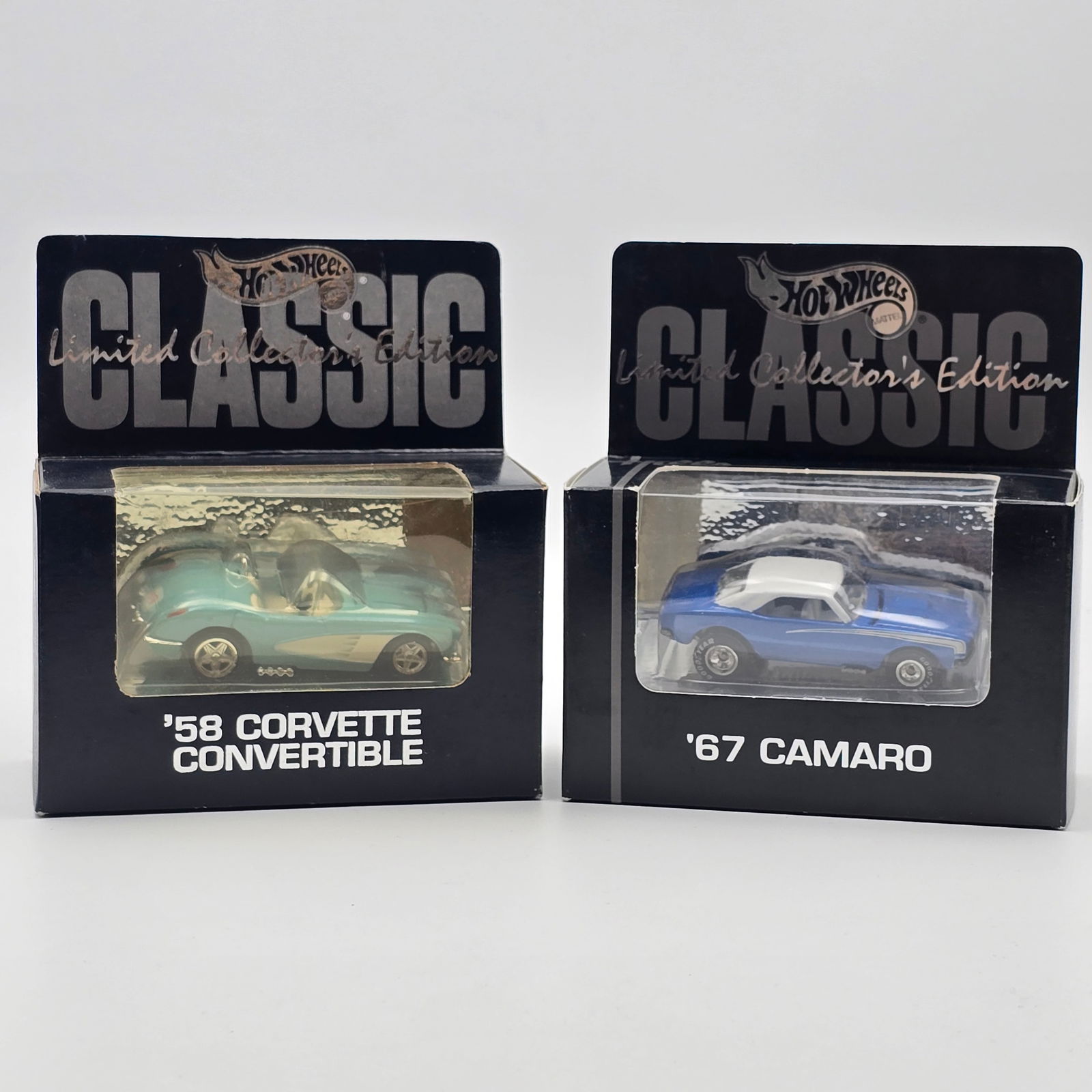 Hot Wheels Hills Boxed Pair: Hot Wheels Hills boxed lot of 2, includes 1967 Camaro and 1958 Corvette Cars look to be in excellent condition in sealed original boxes Boxes are sealed and in good condition, may have some light