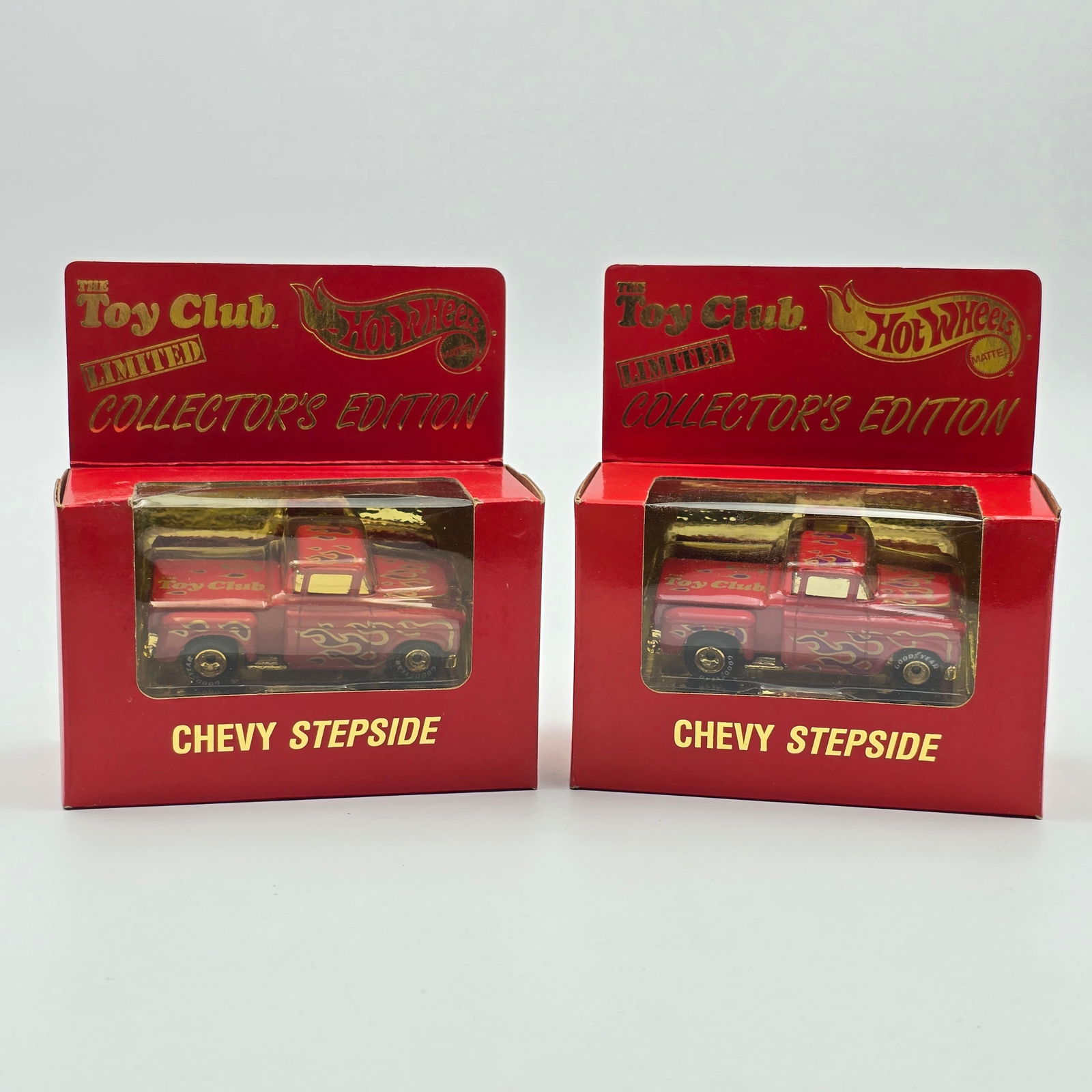 Hot Wheels Premium Boxed Pair: Hot Wheels Premium boxed pair, includes 2 The Toy Club Chevy Stepsides Cars look to be in great condition with no issues of note. Check photos for full description. Boxes are sealed and in good c