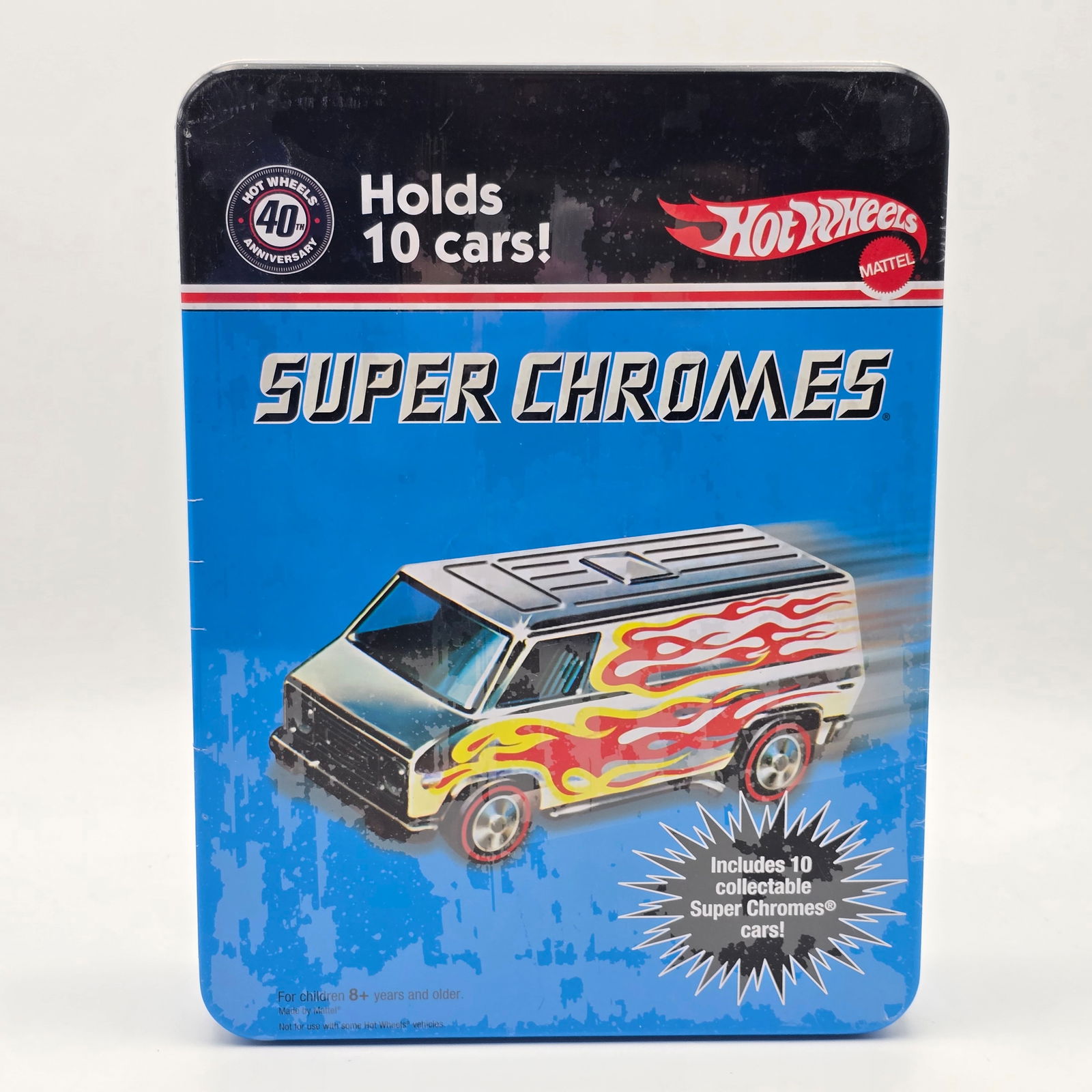 Hot Wheels 40th Ann Chrome Set: Hot Wheels 40th Anniversary 10 Car Chrome Set in Tin Set is excellent and still factory Shrink Wrapped, please check photos