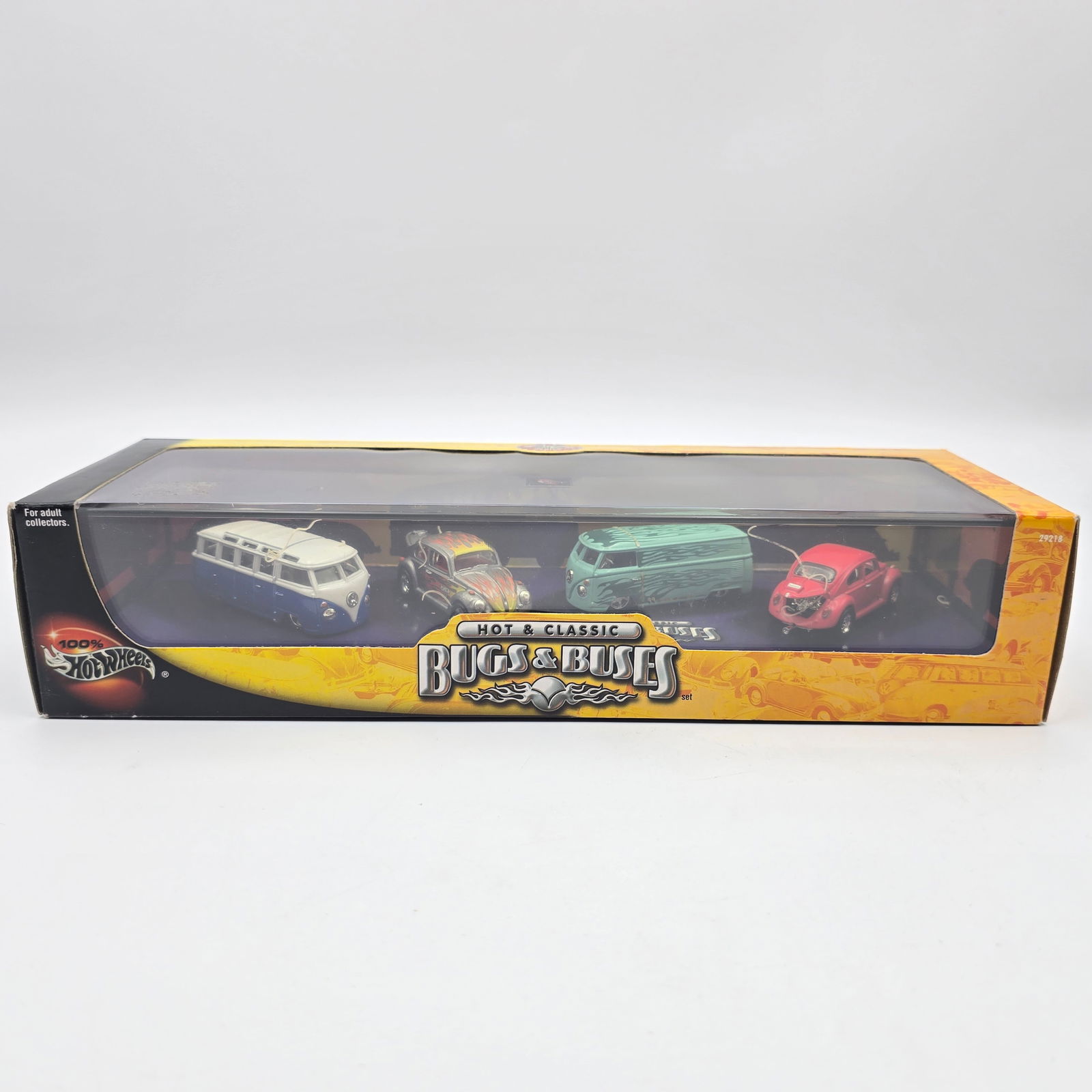Hot Wheels Classics VW Set: Hot Wheels Hot & Classics Bugs & Buses 4 car set Cars look to be in good condition but do have the typical rubber band issues associated with these so may have damage to paint in spots, bands