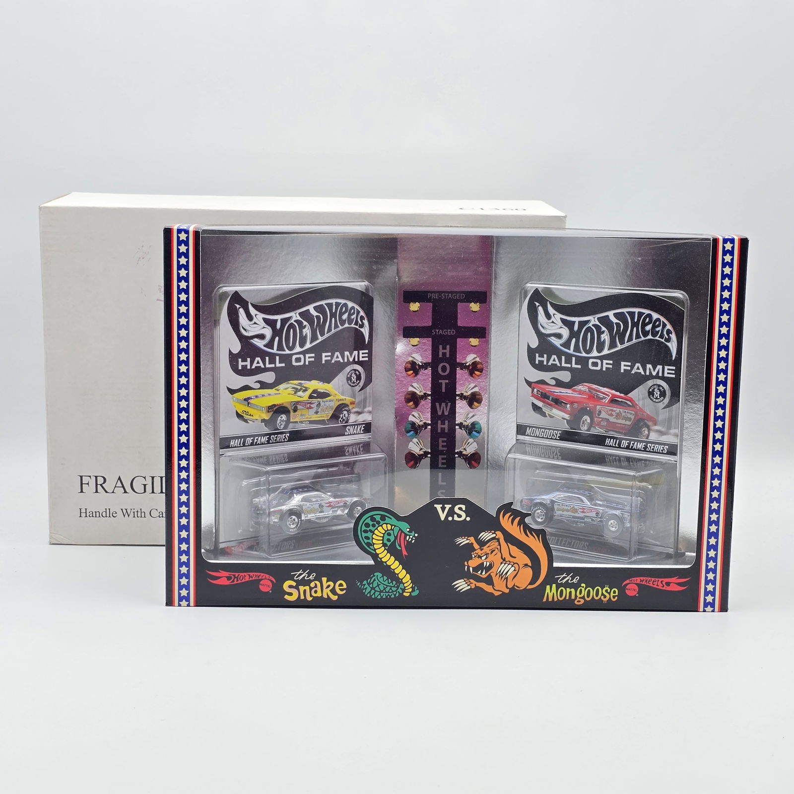 Hot Wheels Hall Of Fame Set: Hot Wheels Hall Of Fame Snake Vs Mongoose 2 car set Cars appear excellent in sealed display box set Set box is excellent with no issues of note, comes in original shipper box