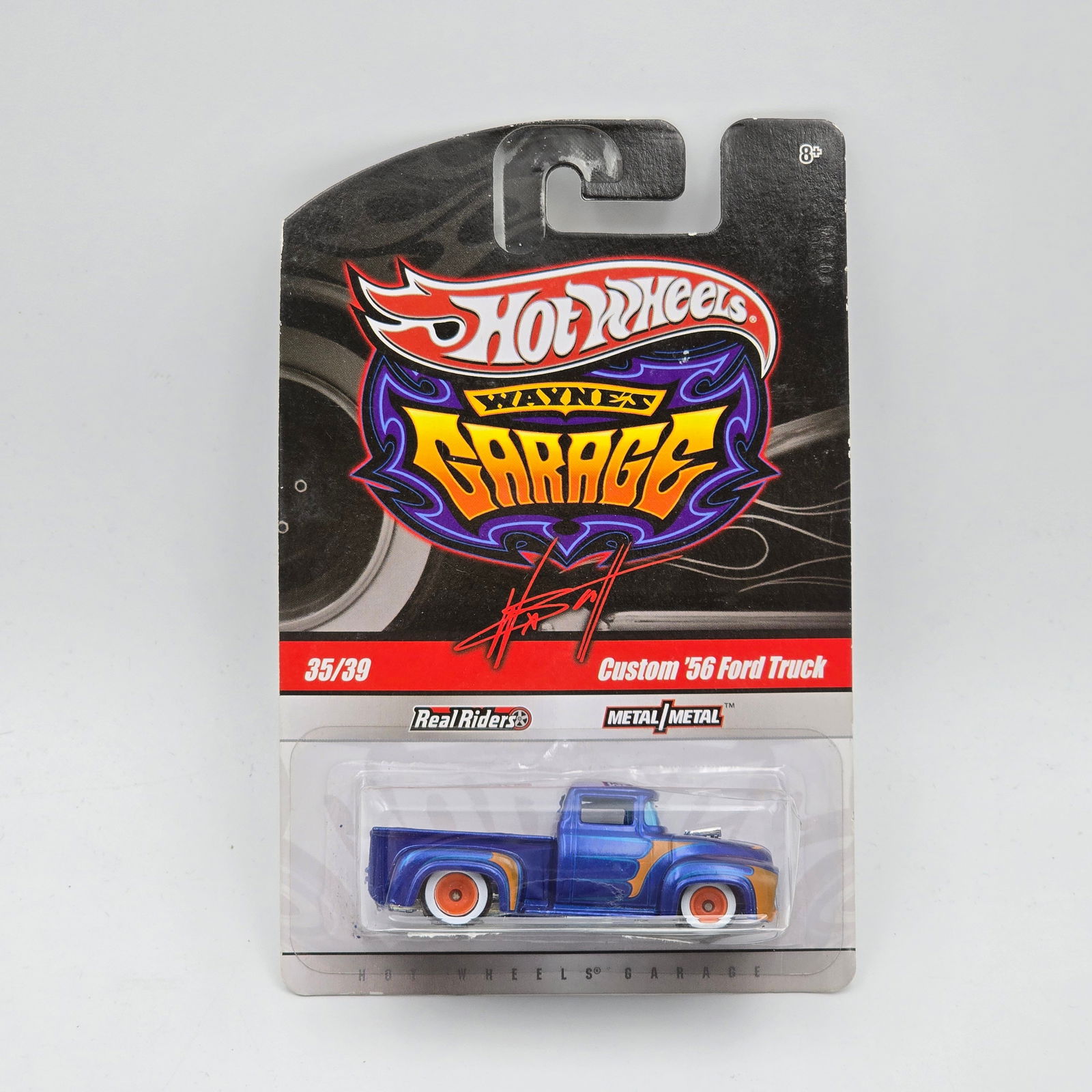 Hot Wheels Premium 56 Ford Truck: Hot Wheels Wayne's Garage Custom '56 Ford Truck Car appears excellent with no issues of note Card is good but may have scattered spots of corner and edgewear, check photos Blister is clear, crack